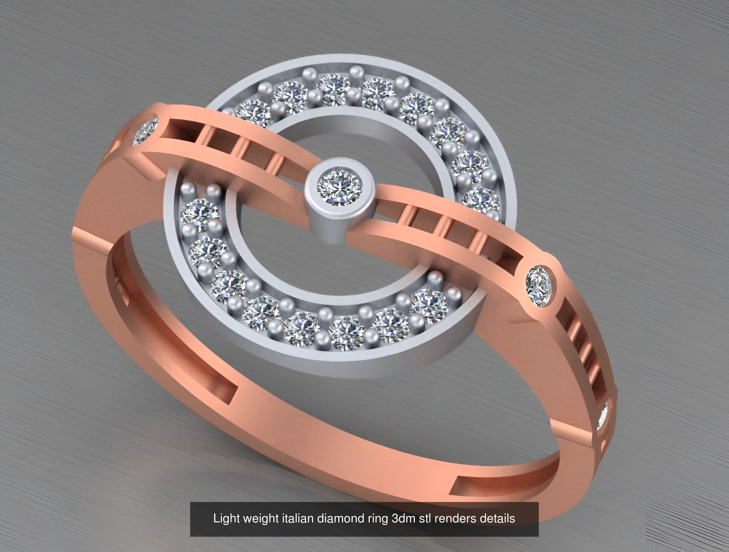 104 Light weight italian diamond ring 3dm stl renders details 3D Model Collection_92