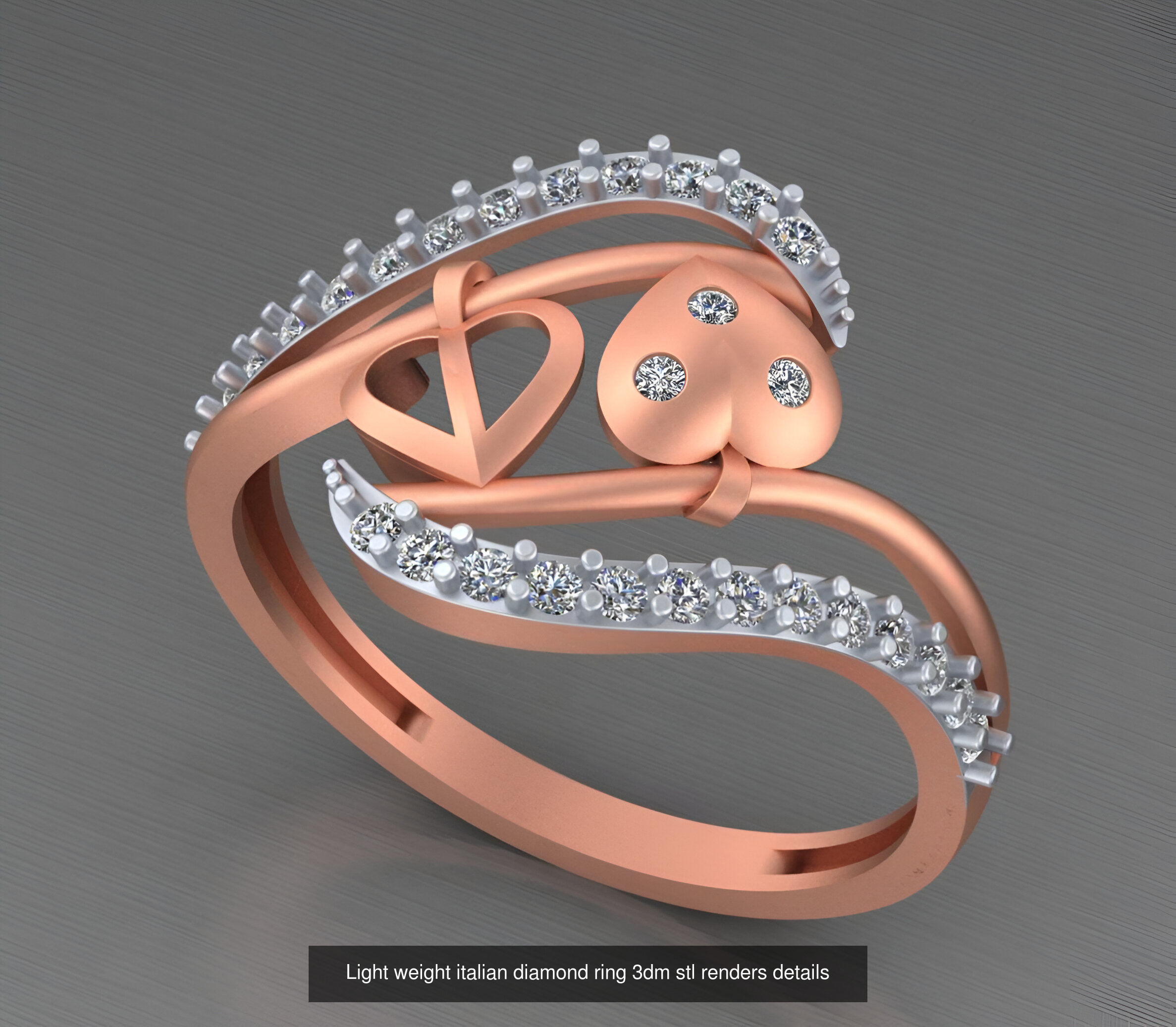 104 Light weight italian diamond ring 3dm stl renders details 3D Model Collection_18
