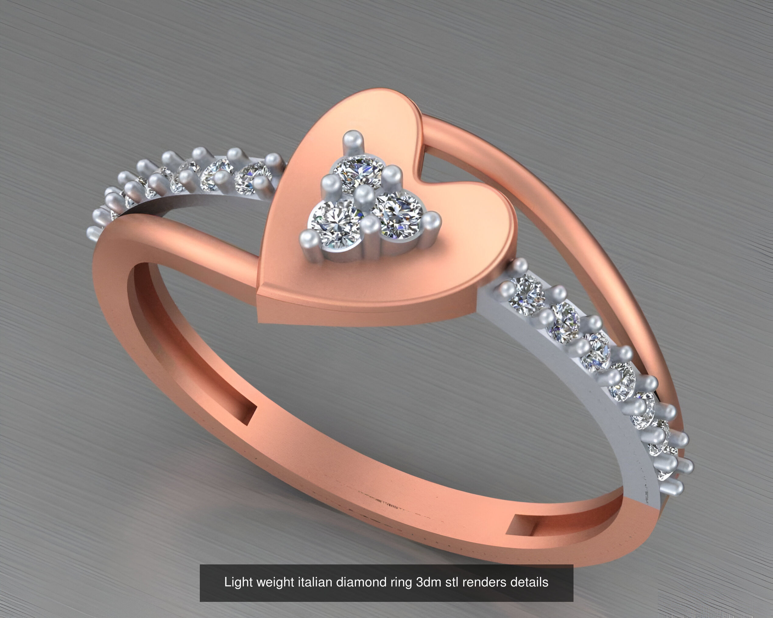 104 Light weight italian diamond ring 3dm stl renders details 3D Model Collection_90