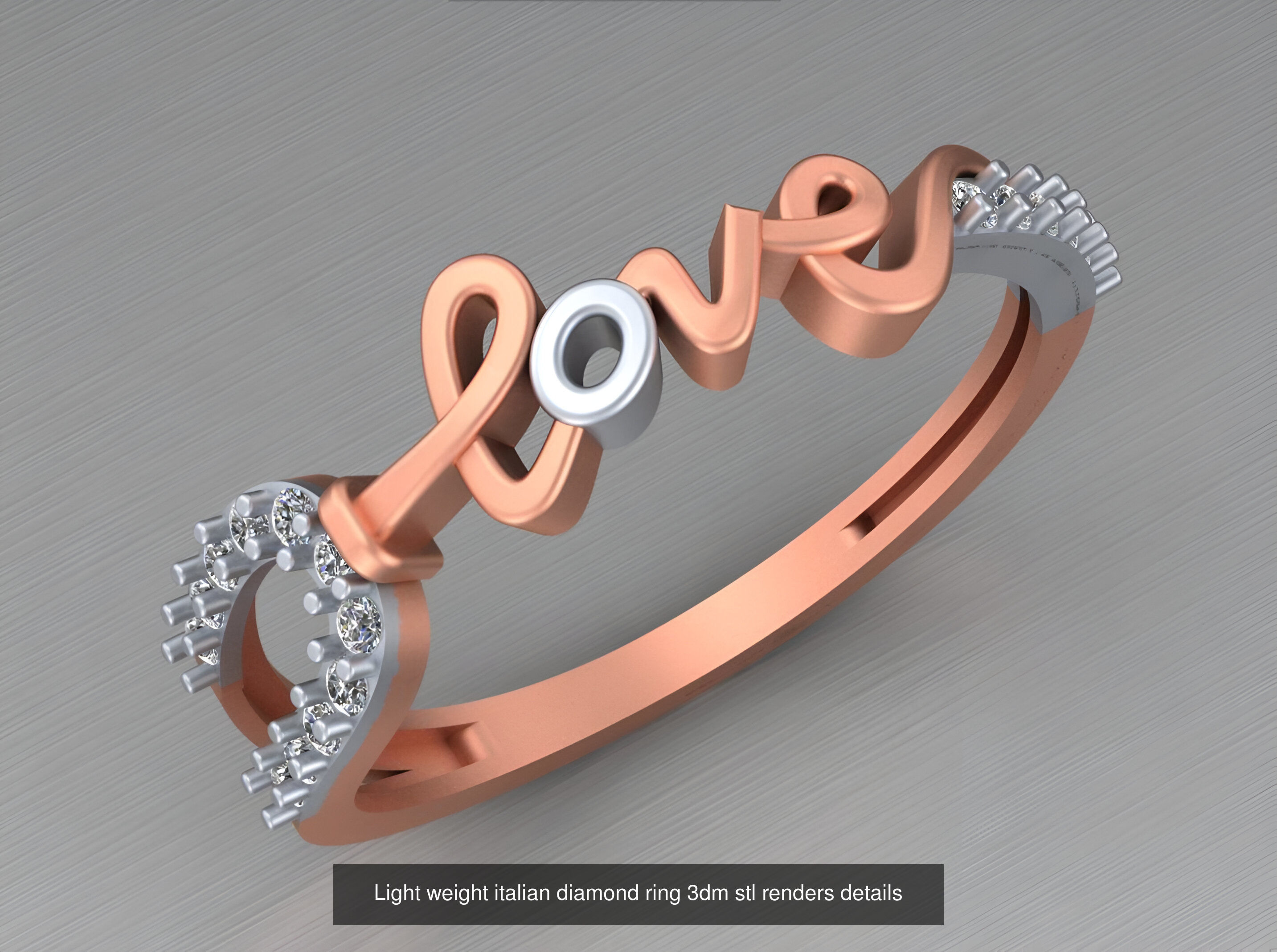 104 Light weight italian diamond ring 3dm stl renders details 3D Model Collection_41
