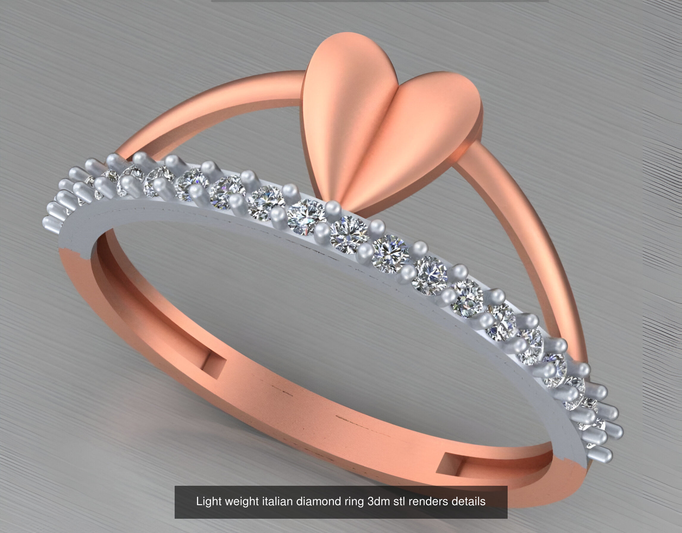 104 Light weight italian diamond ring 3dm stl renders details 3D Model Collection_98