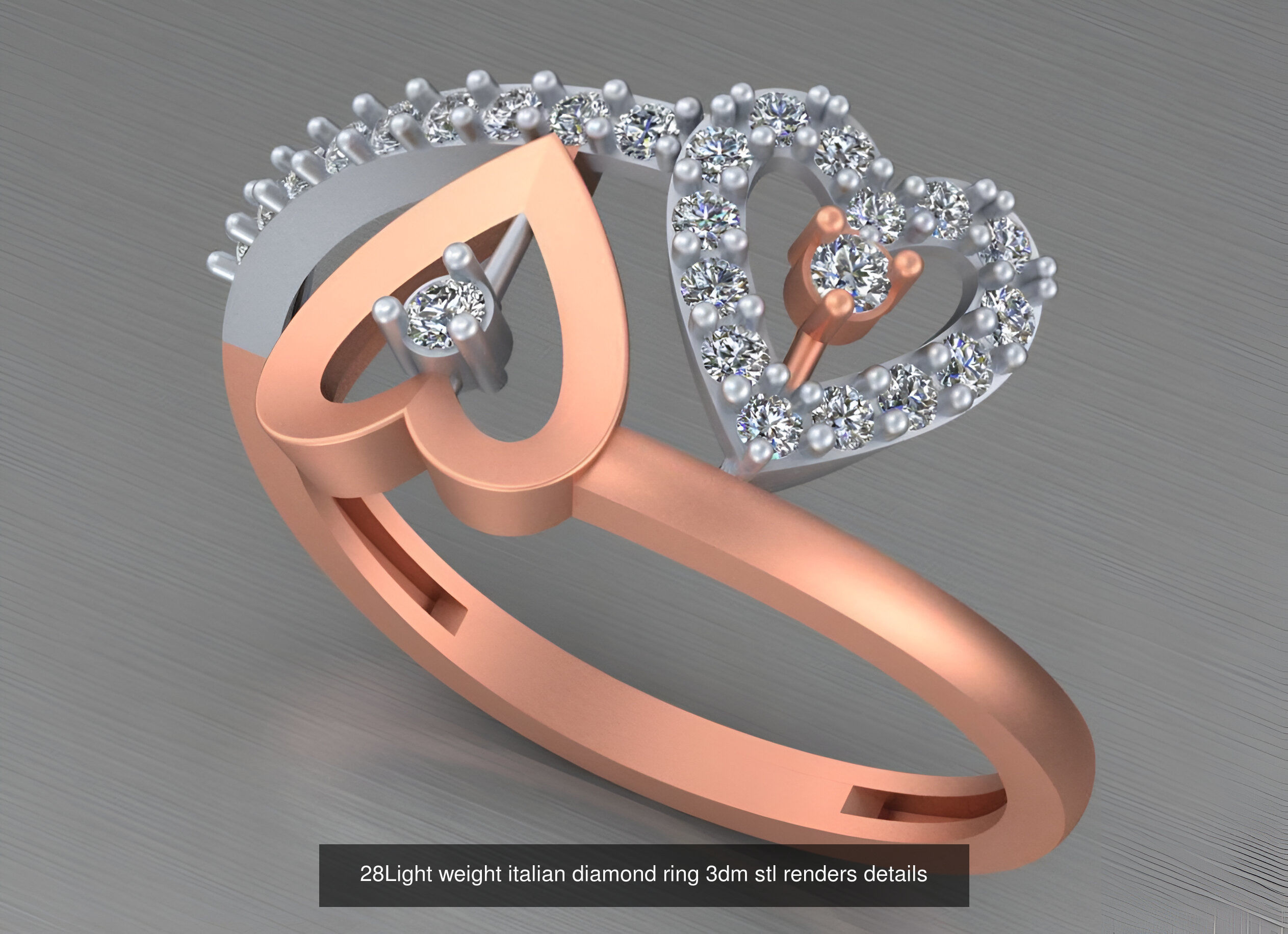 104 Light weight italian diamond ring 3dm stl renders details 3D Model Collection_84