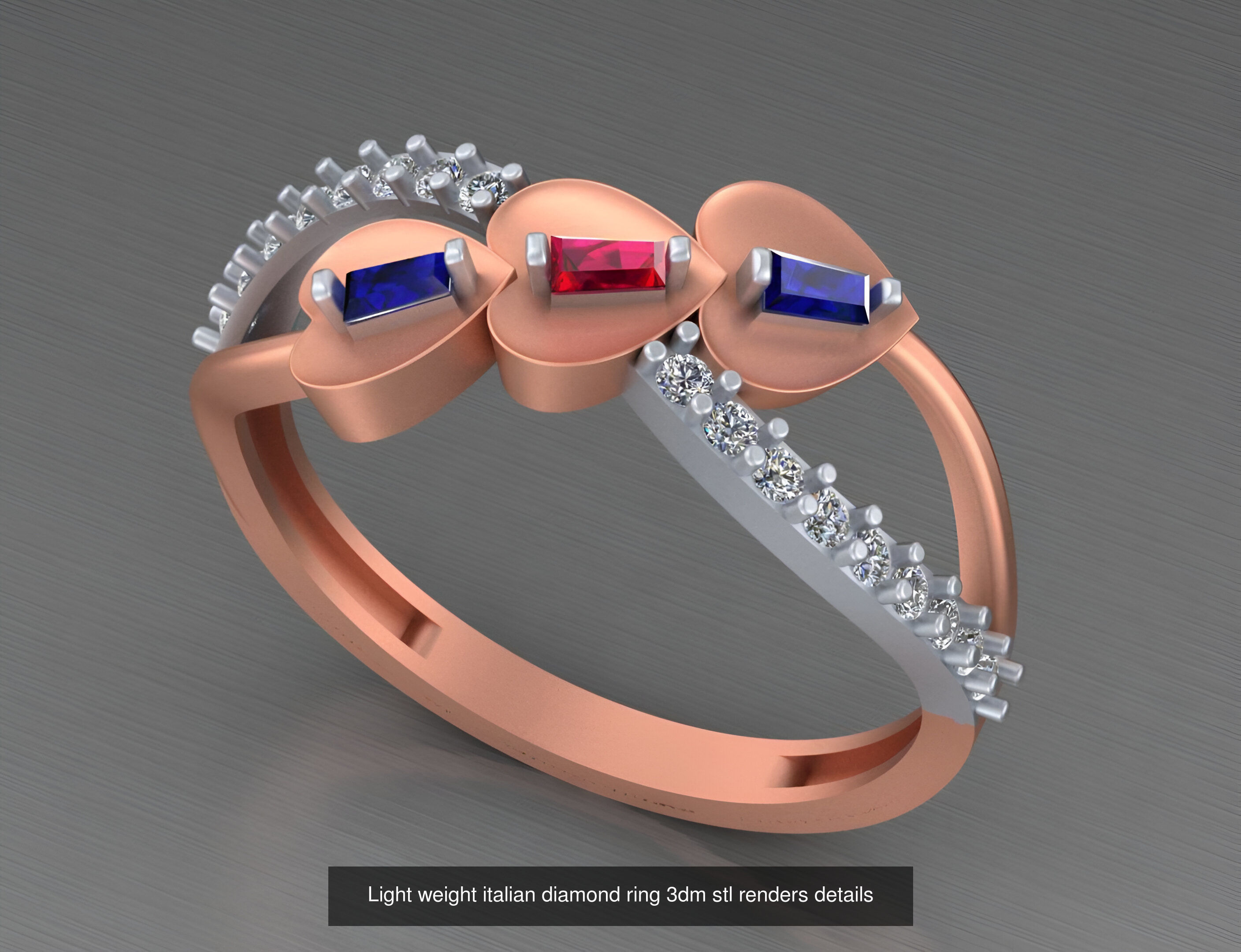 104 Light weight italian diamond ring 3dm stl renders details 3D Model Collection_56