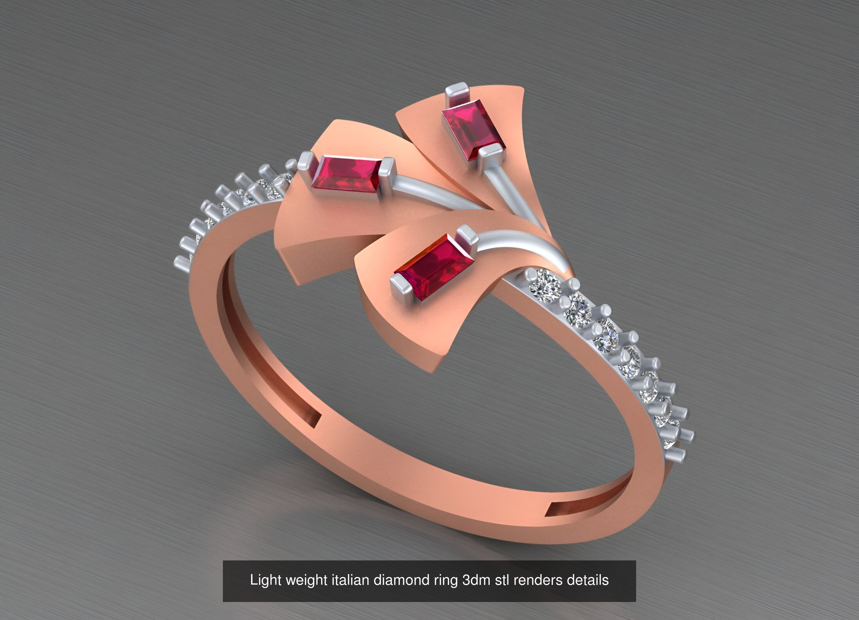 104 Light weight italian diamond ring 3dm stl renders details 3D Model Collection_51