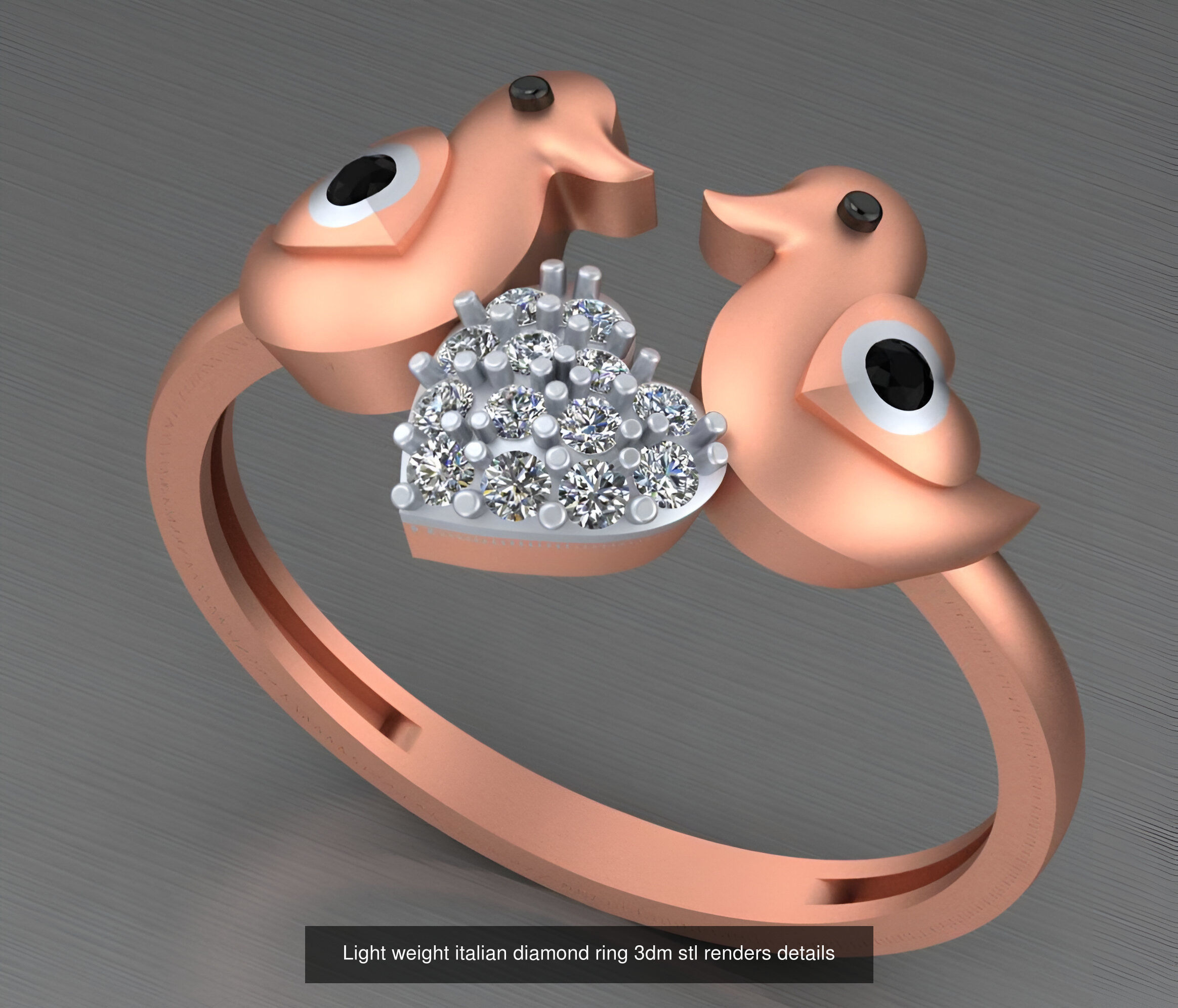 104 Light weight italian diamond ring 3dm stl renders details 3D Model Collection_11