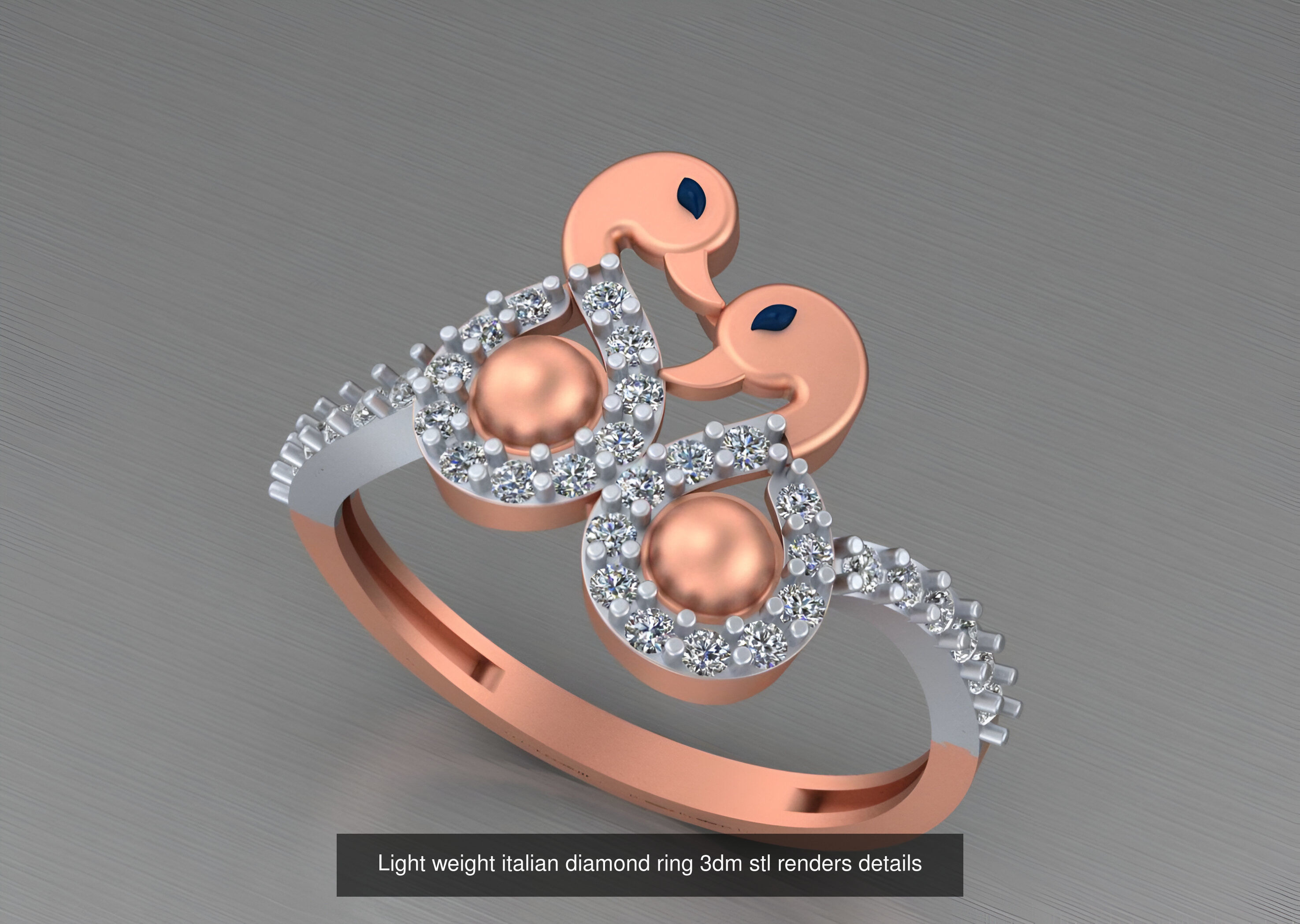 104 Light weight italian diamond ring 3dm stl renders details 3D Model Collection_40