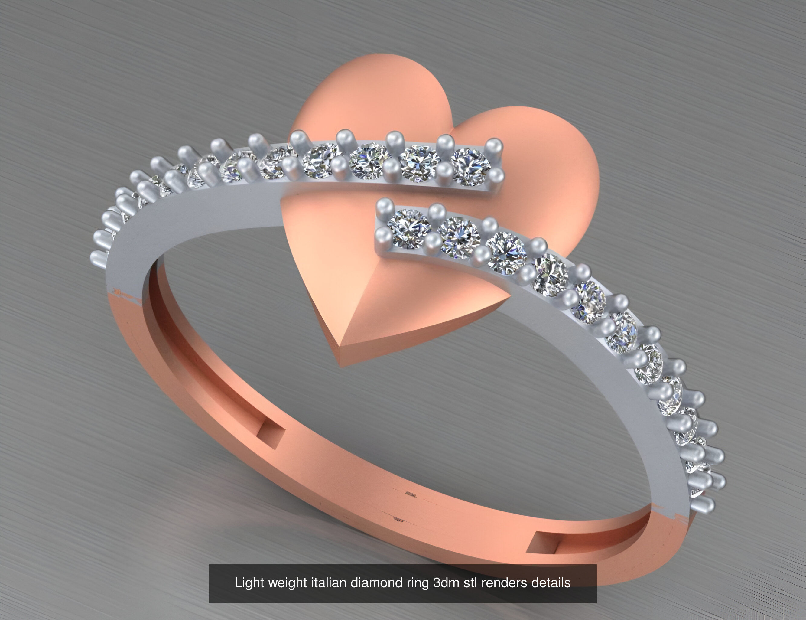 104 Light weight italian diamond ring 3dm stl renders details 3D Model Collection_88