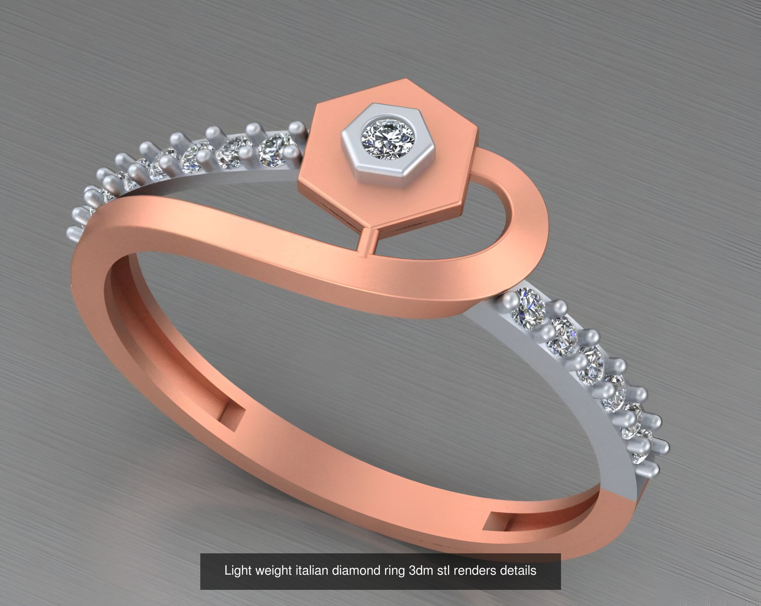 104 Light weight italian diamond ring 3dm stl renders details 3D Model Collection_94