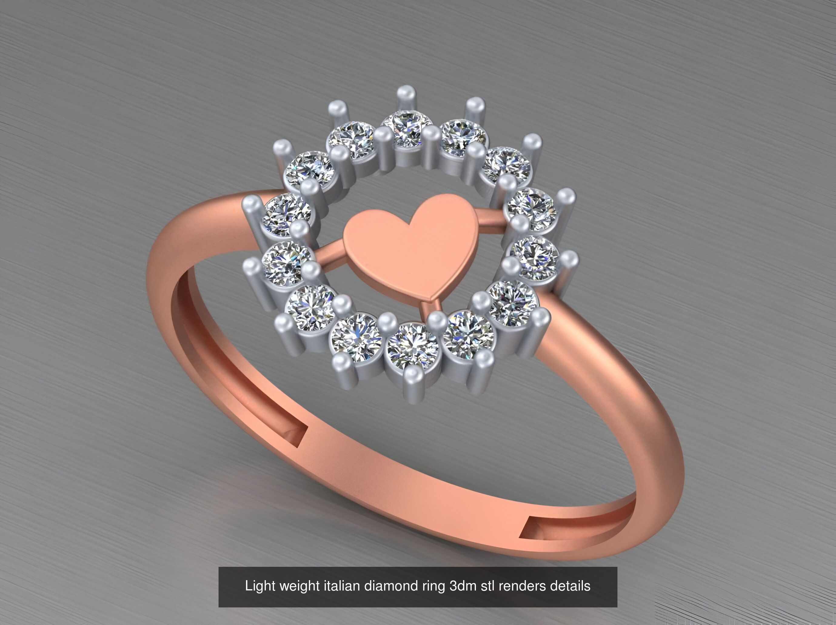 104 Light weight italian diamond ring 3dm stl renders details 3D Model Collection_67