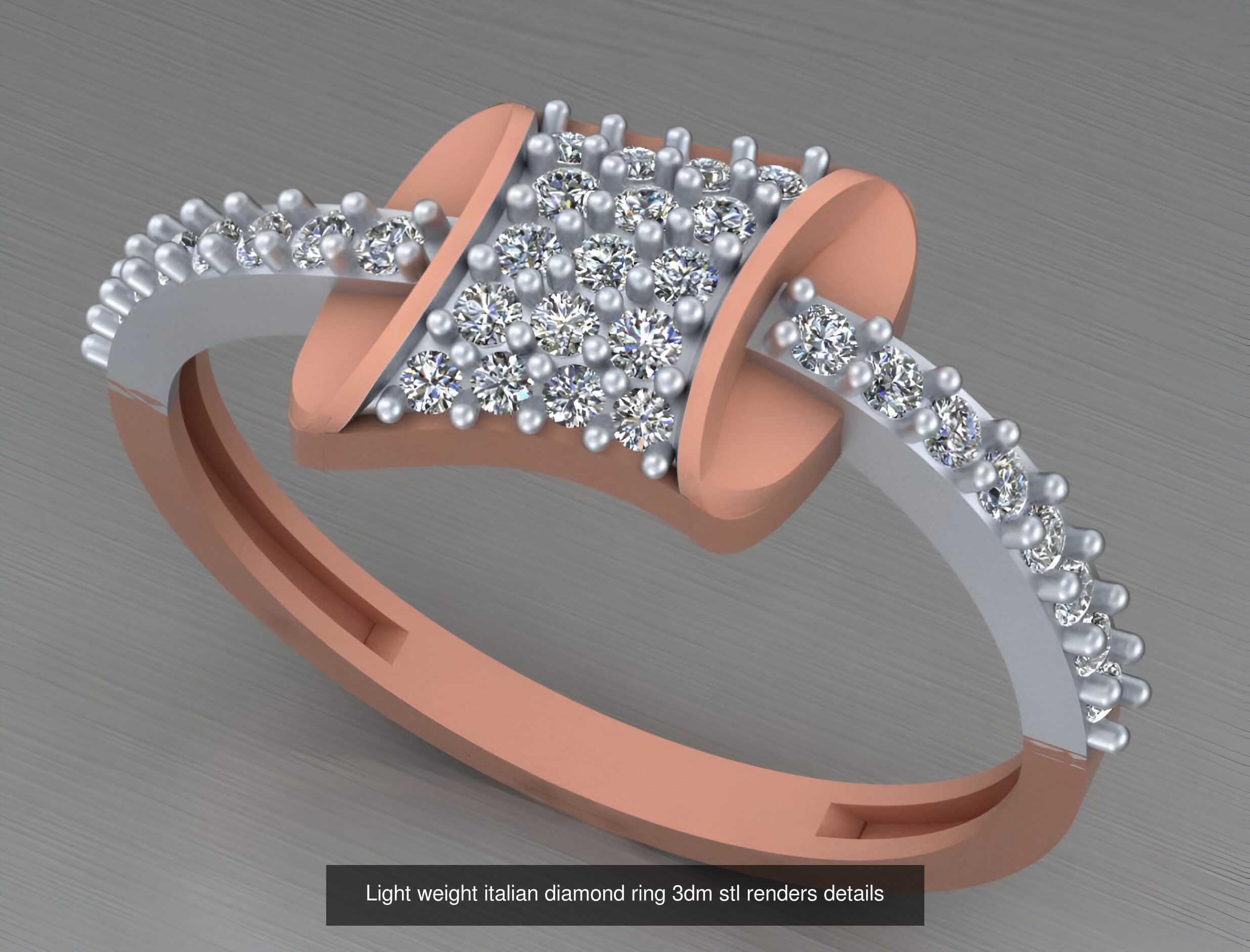 104 Light weight italian diamond ring 3dm stl renders details 3D Model Collection_80