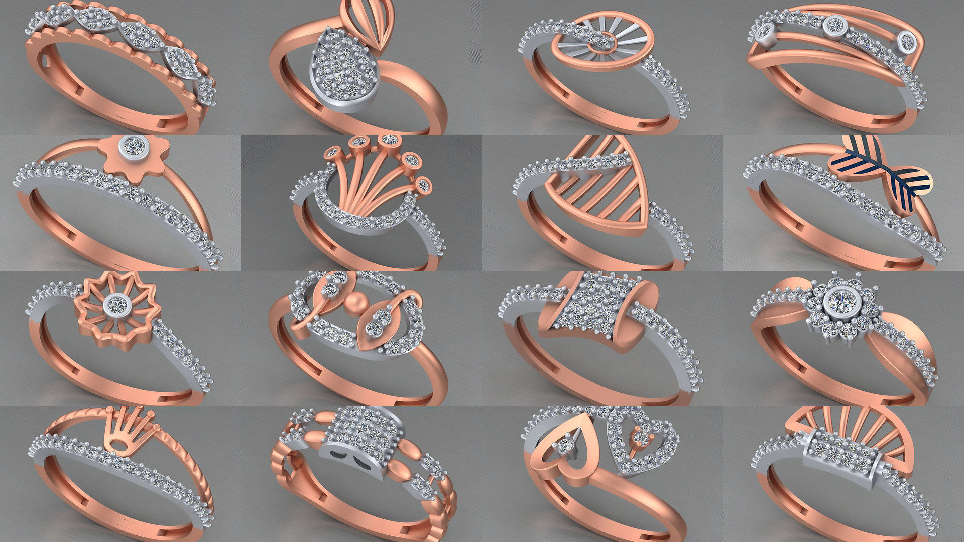 104 Light weight italian diamond ring 3dm stl renders details 3D Model Collection_2