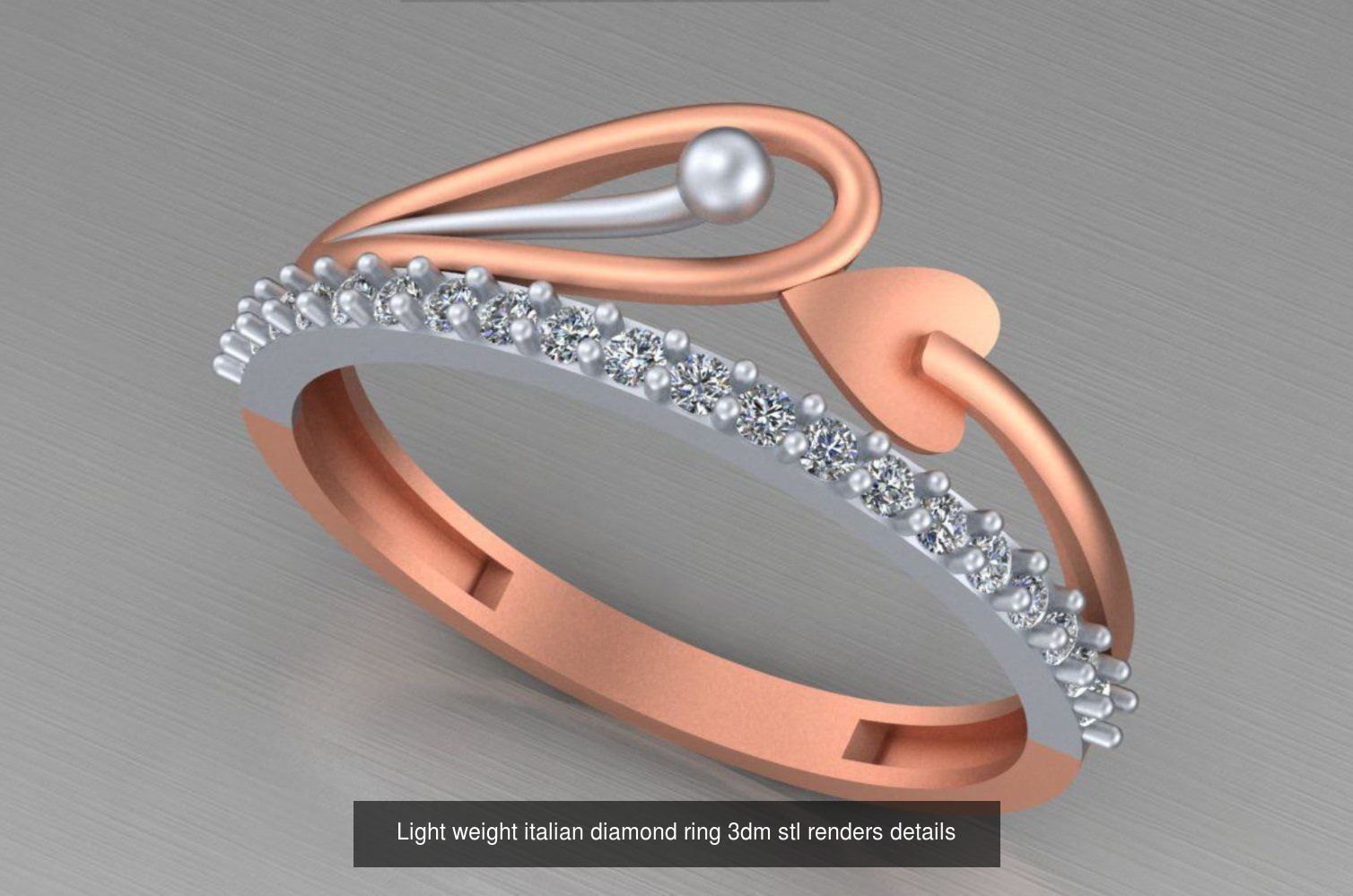 104 Light weight italian diamond ring 3dm stl renders details 3D Model Collection_109