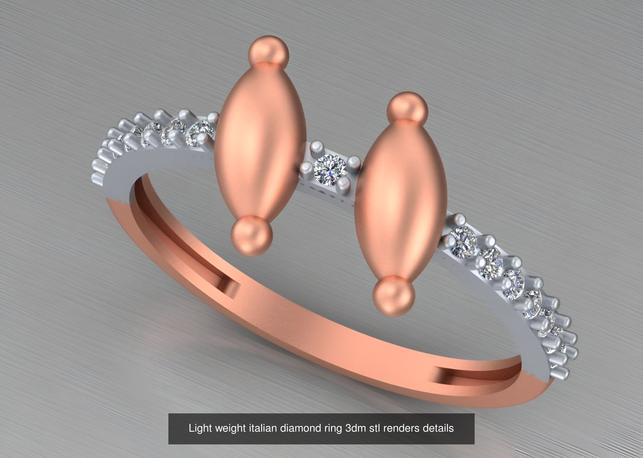104 Light weight italian diamond ring 3dm stl renders details 3D Model Collection_27
