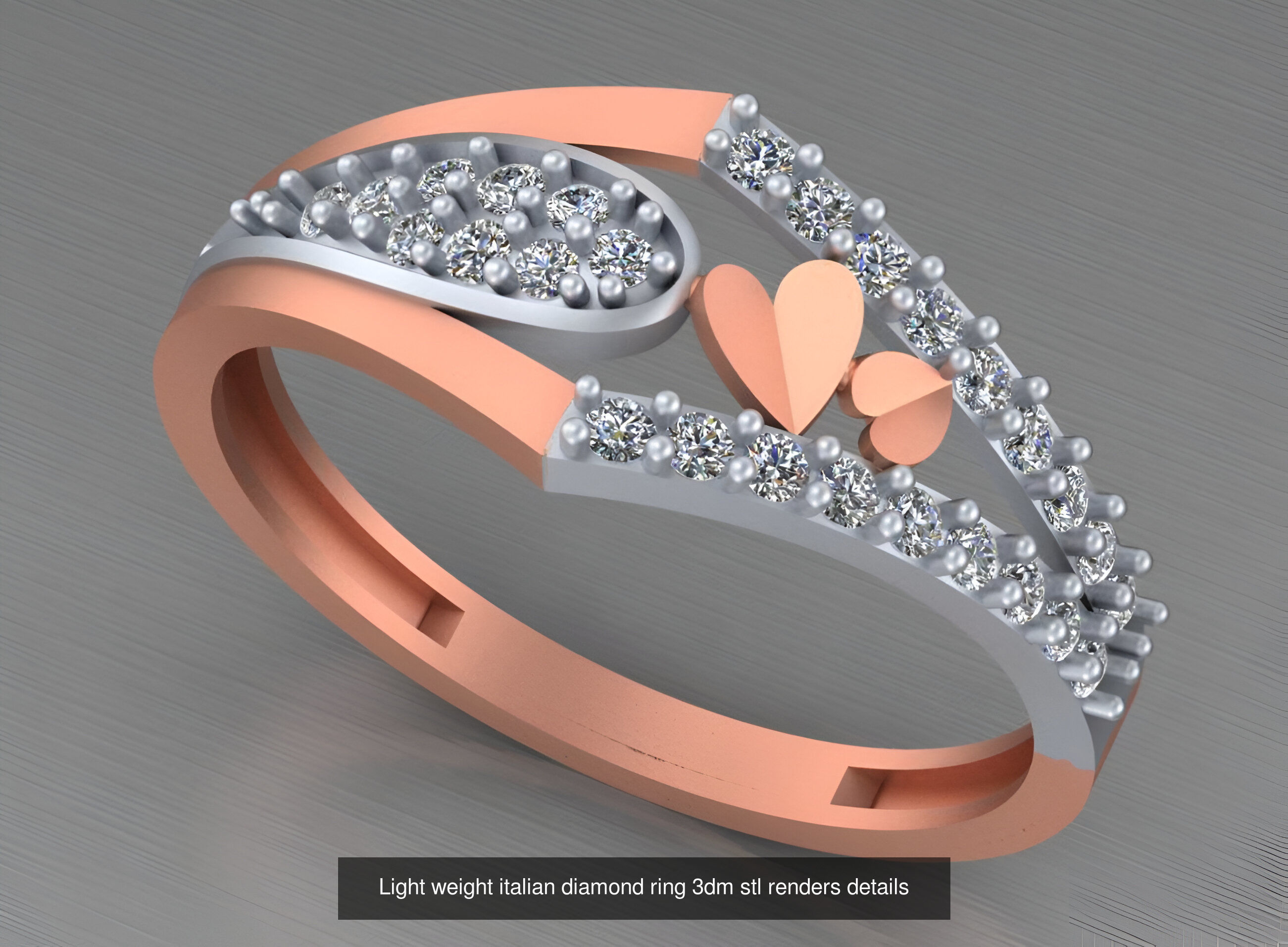 104 Light weight italian diamond ring 3dm stl renders details 3D Model Collection_99