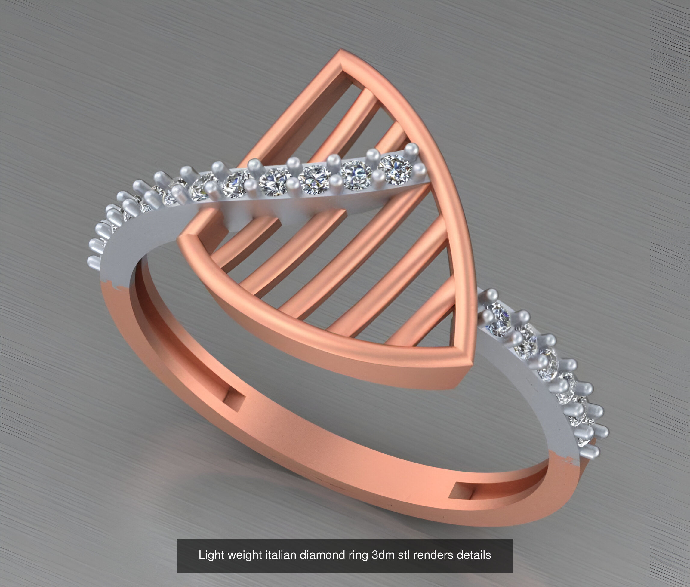 104 Light weight italian diamond ring 3dm stl renders details 3D Model Collection_76