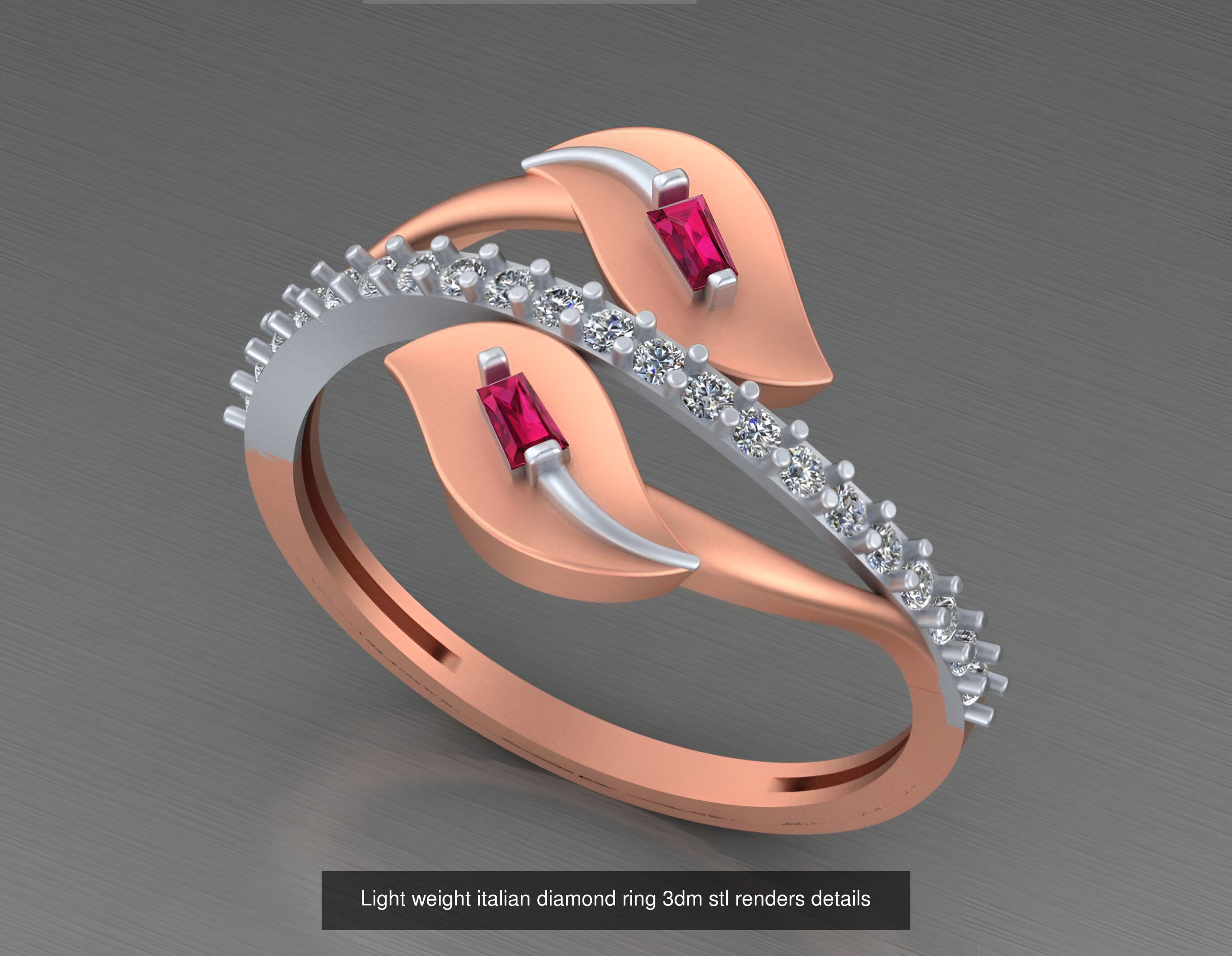 104 Light weight italian diamond ring 3dm stl renders details 3D Model Collection_46