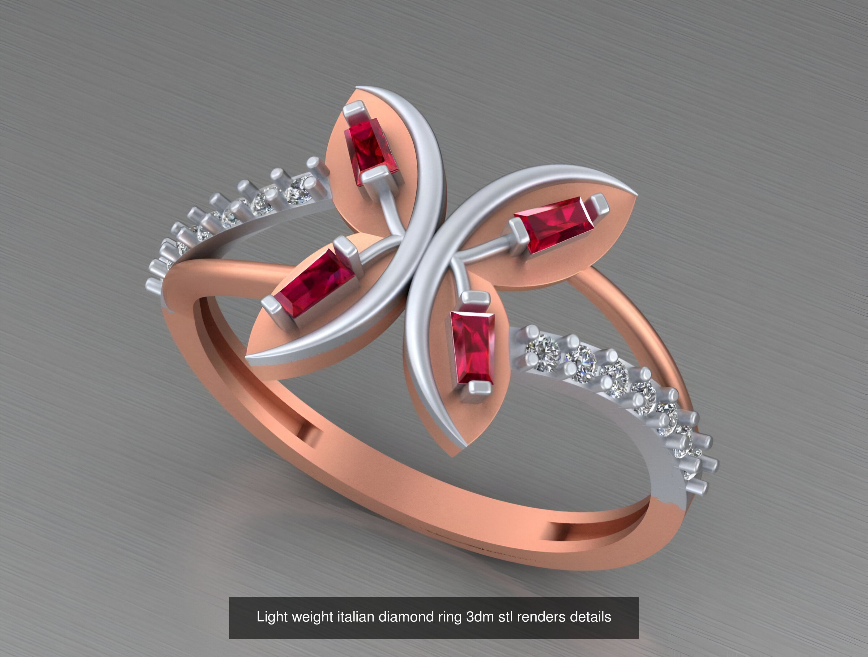 104 Light weight italian diamond ring 3dm stl renders details 3D Model Collection_58