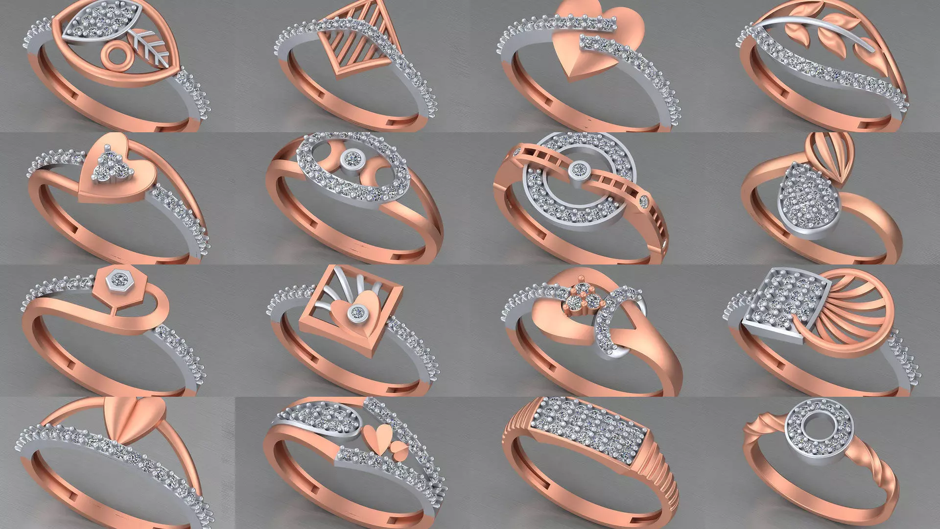 104 Light weight italian diamond ring 3dm stl renders details 3D Model Collection_0