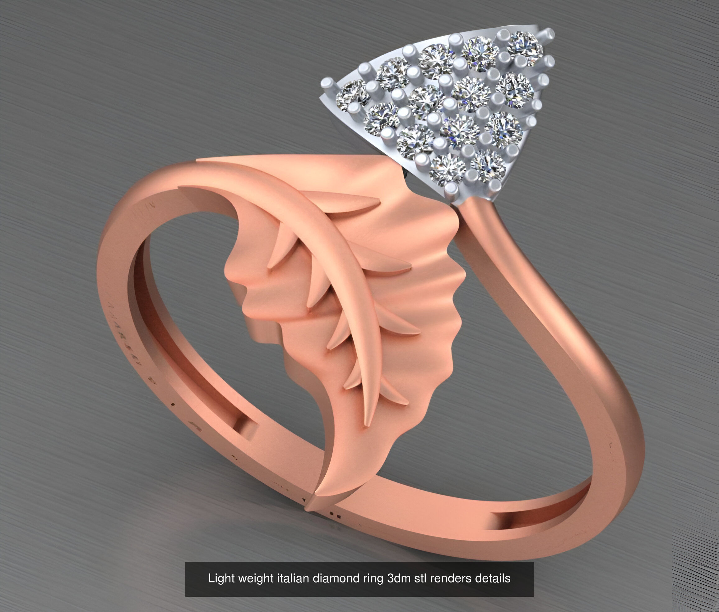 104 Light weight italian diamond ring 3dm stl renders details 3D Model Collection_106