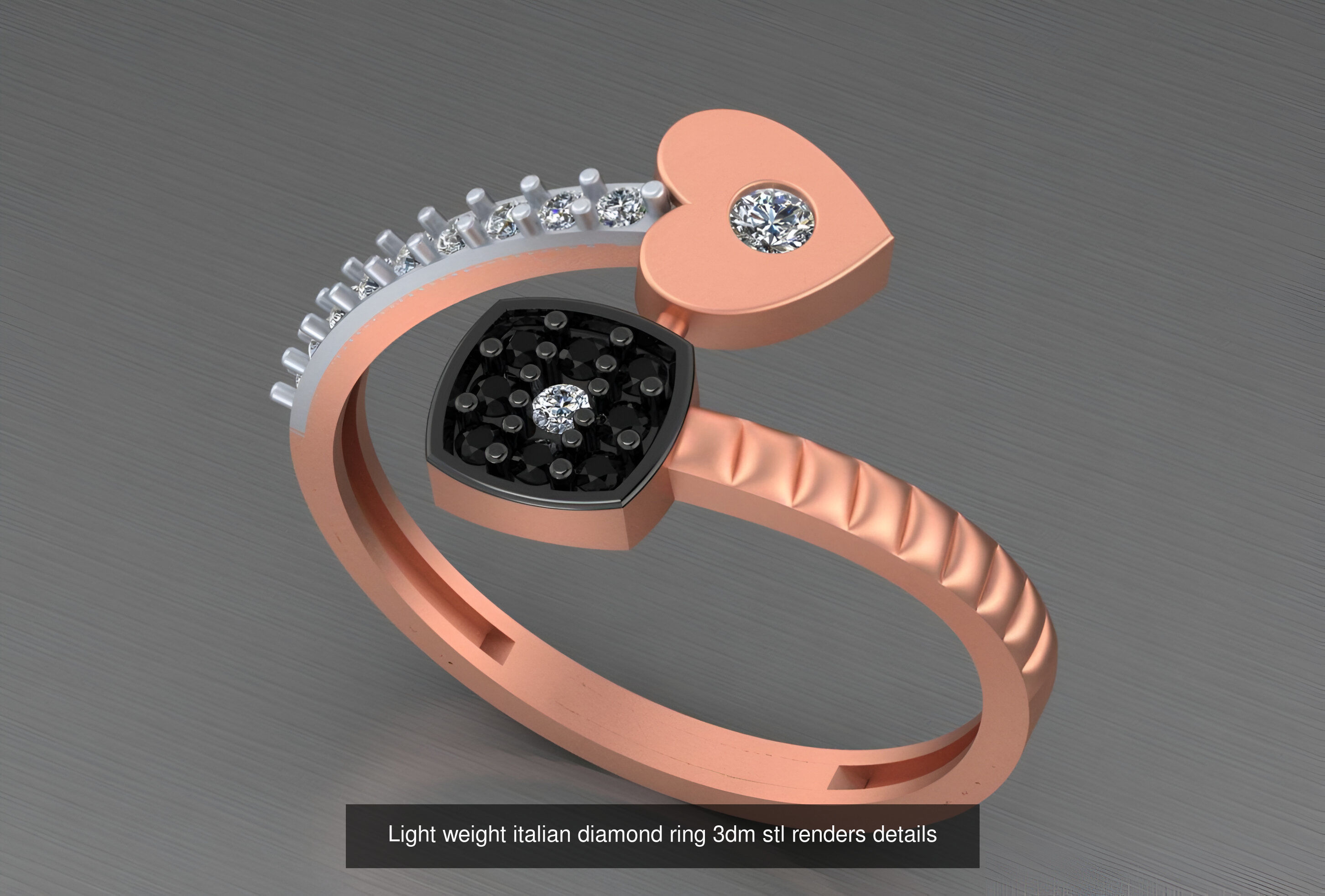 104 Light weight italian diamond ring 3dm stl renders details 3D Model Collection_45