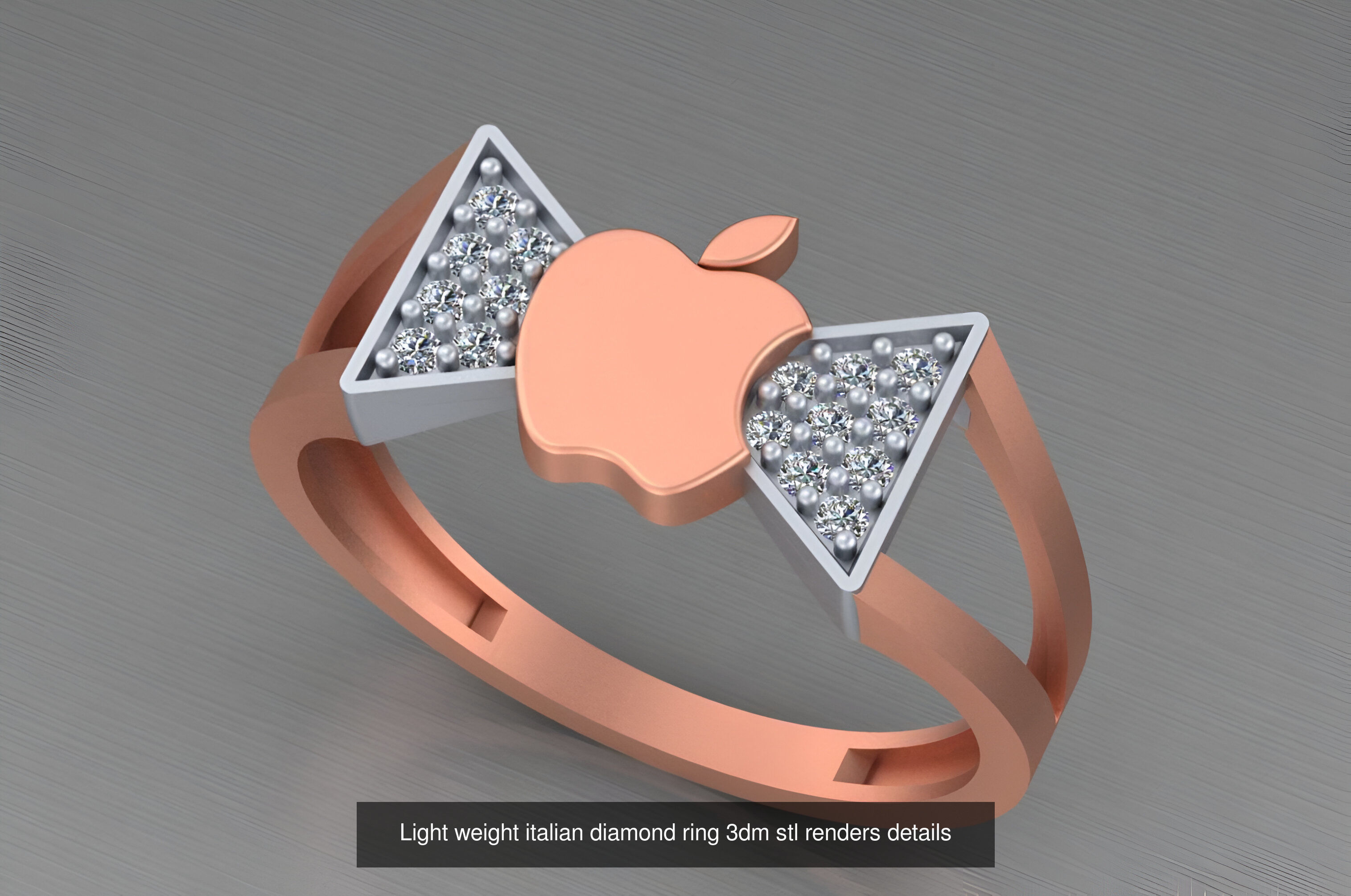 104 Light weight italian diamond ring 3dm stl renders details 3D Model Collection_66
