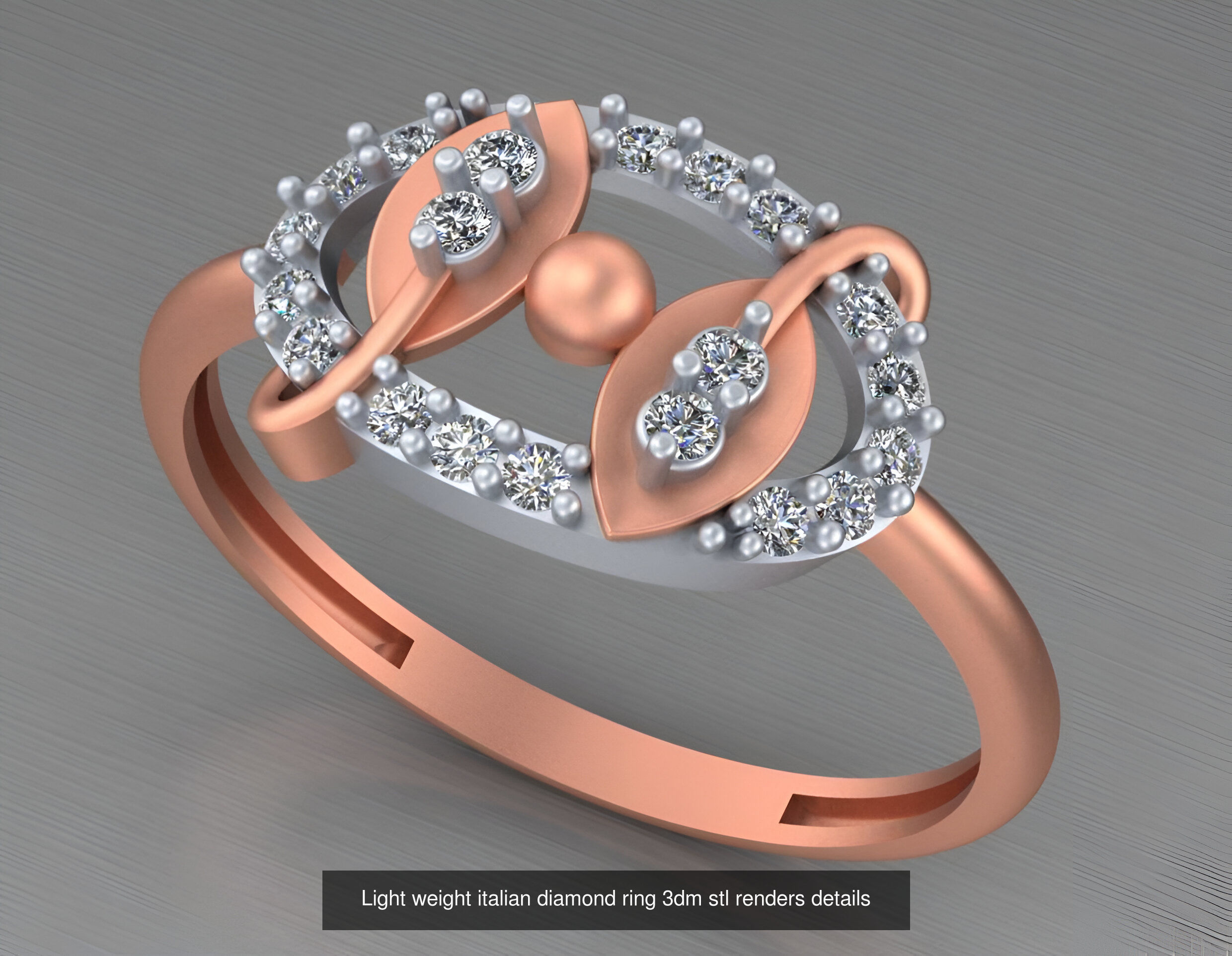 104 Light weight italian diamond ring 3dm stl renders details 3D Model Collection_79