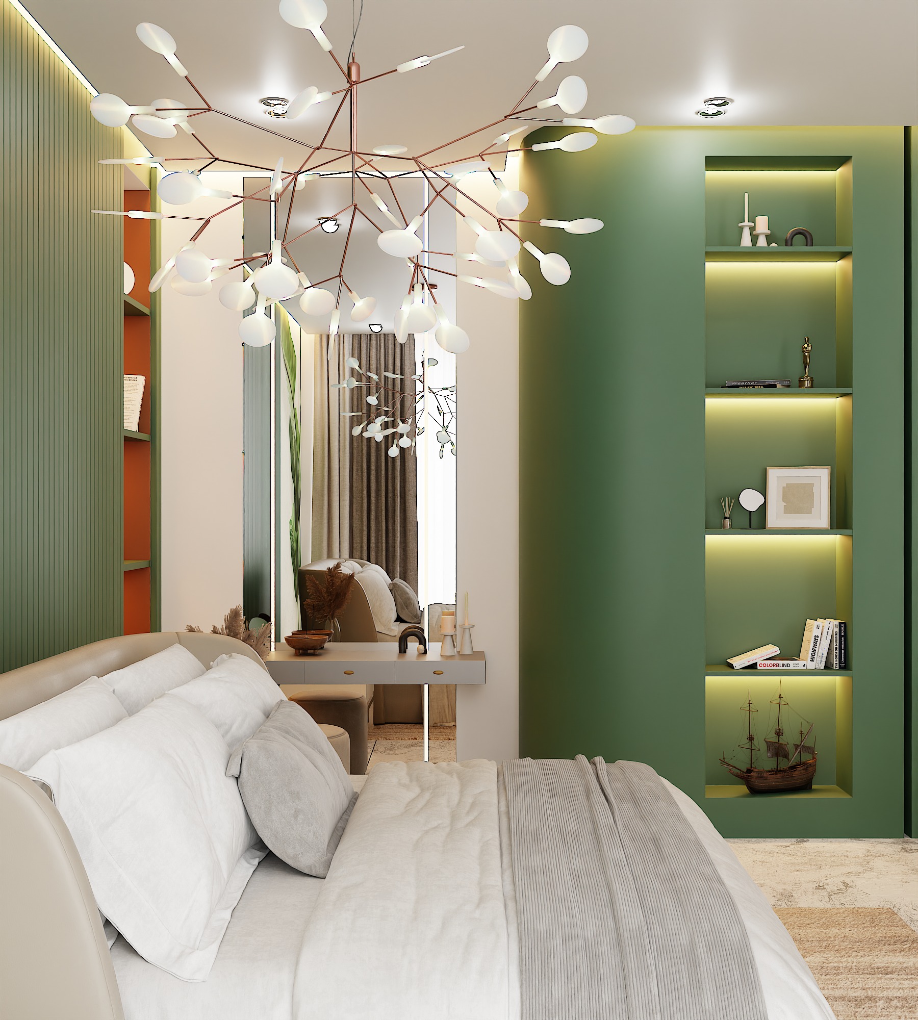 Green Theme Apartment In Native Blend File by Vizfromblender 3D model_3