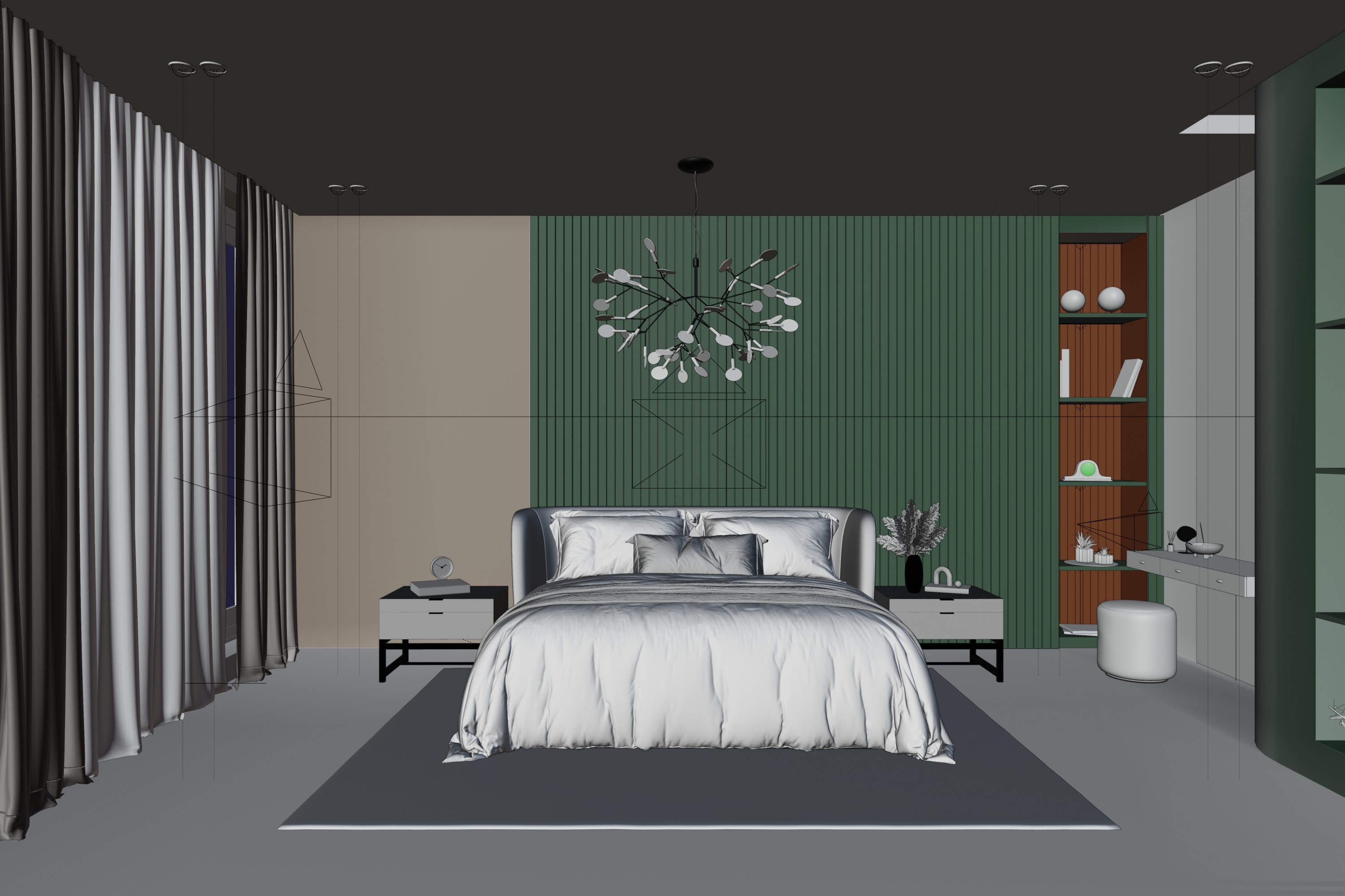 Green Theme Apartment In Native Blend File by Vizfromblender 3D model_8