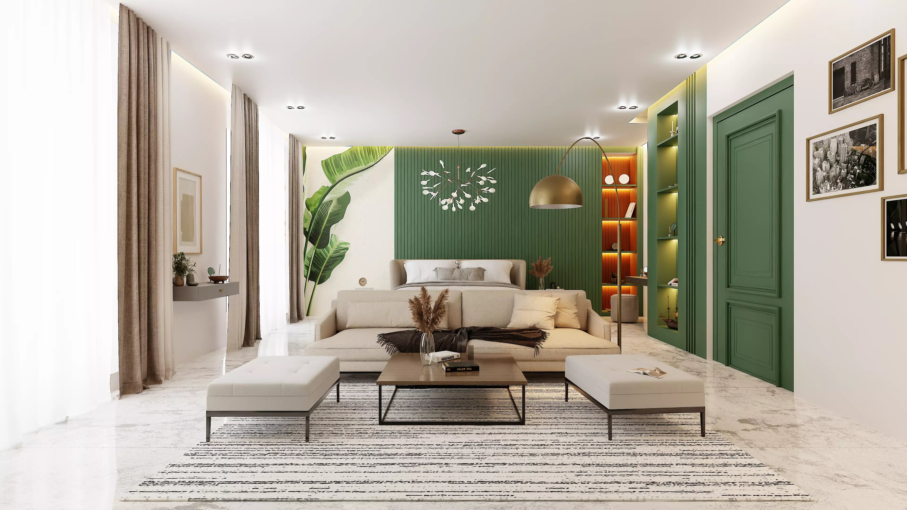 Green Theme Apartment In Native Blend File by Vizfromblender 3D model_0