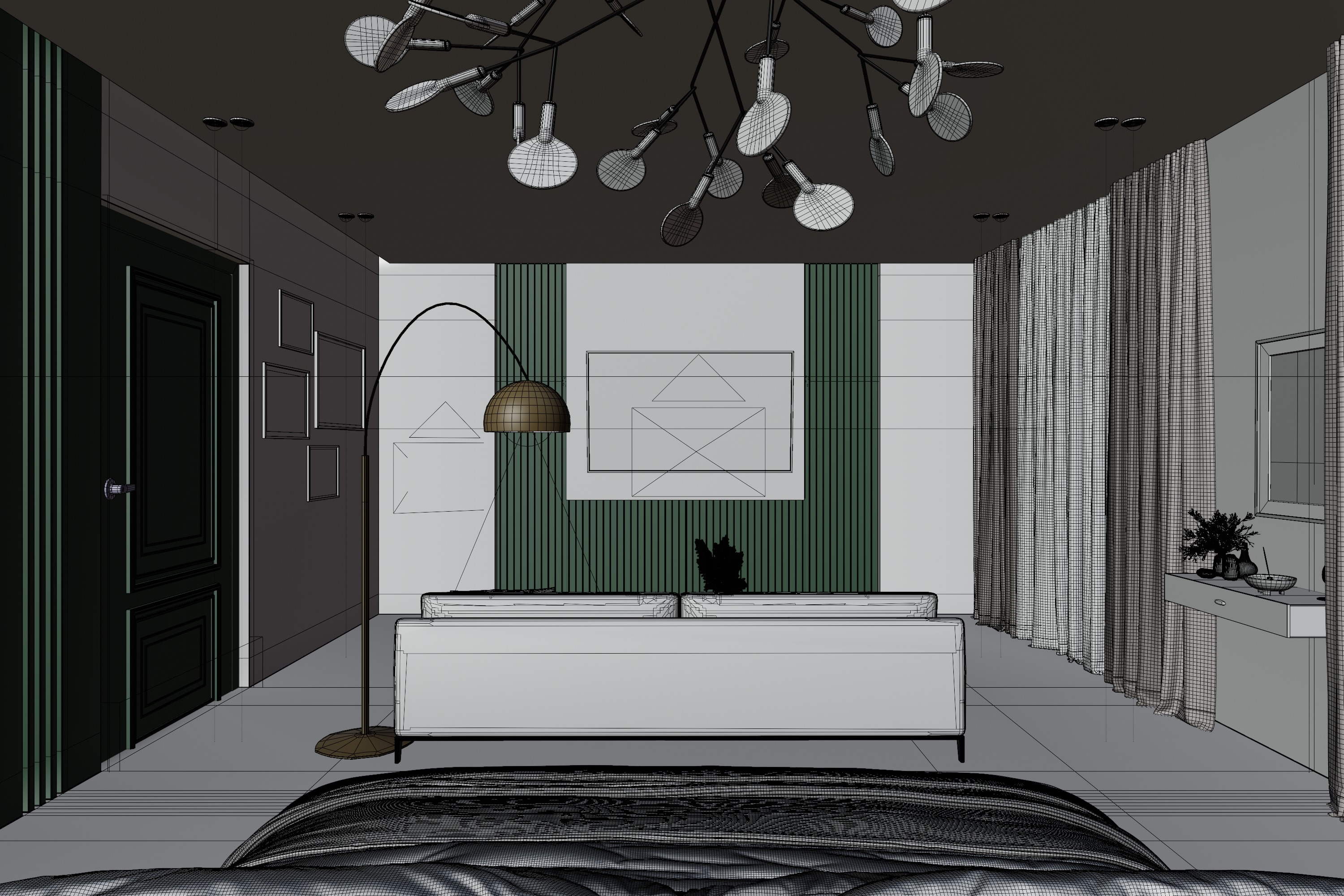 Green Theme Apartment In Native Blend File by Vizfromblender 3D model_9