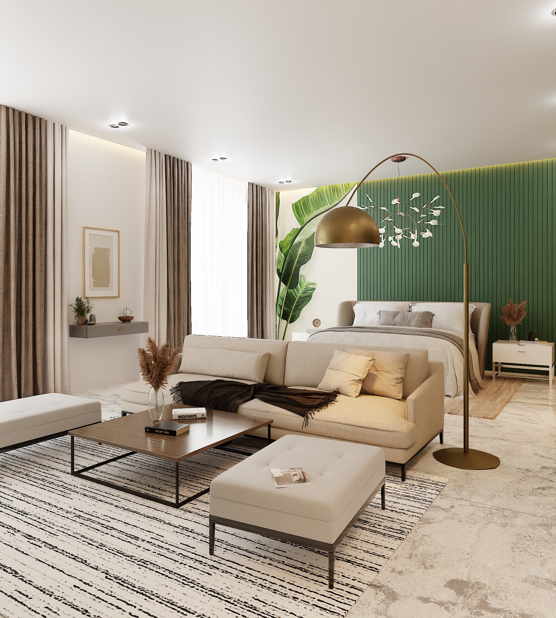 Green Theme Apartment In Native Blend File by Vizfromblender 3D model_1