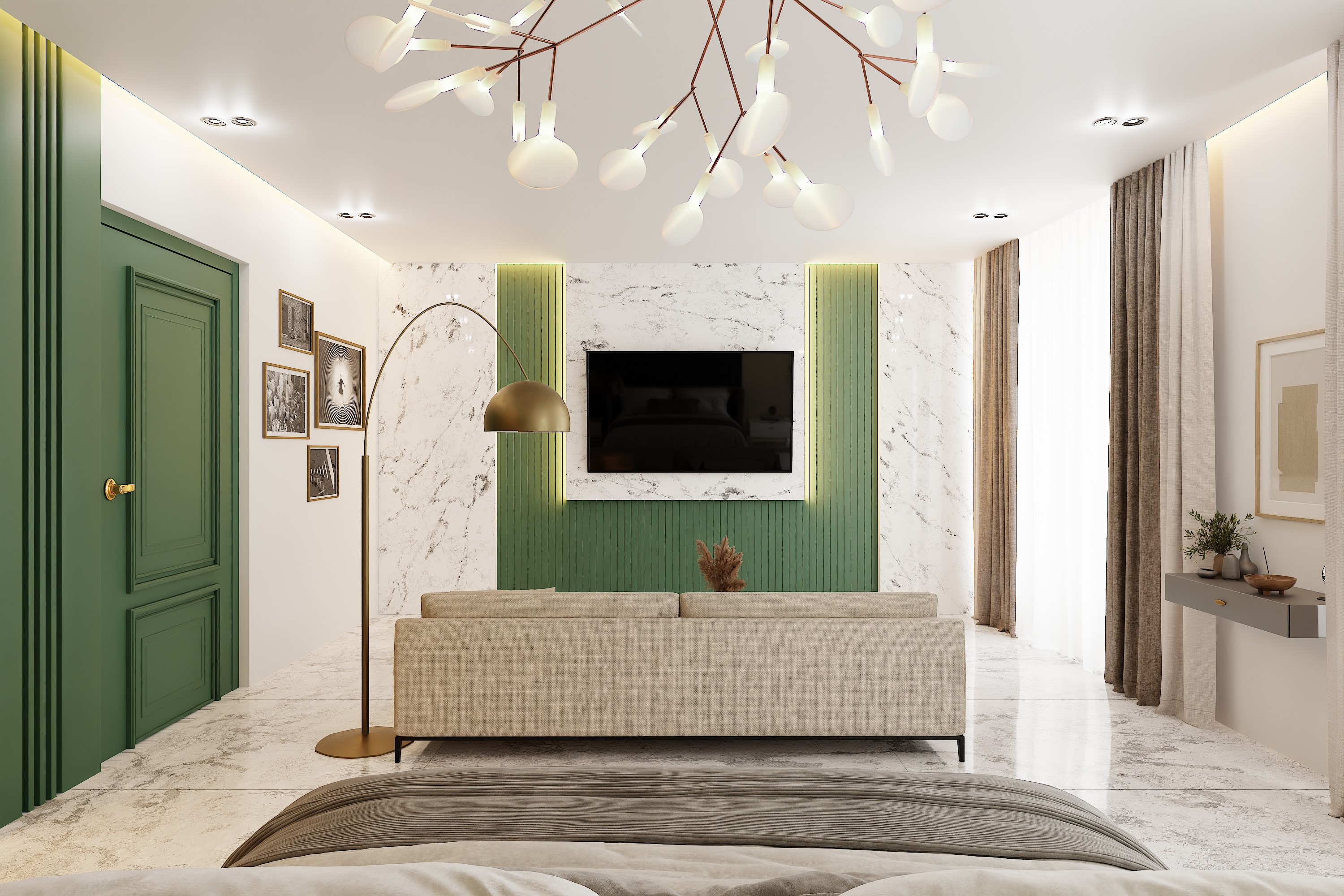 Green Theme Apartment In Native Blend File by Vizfromblender 3D model_4
