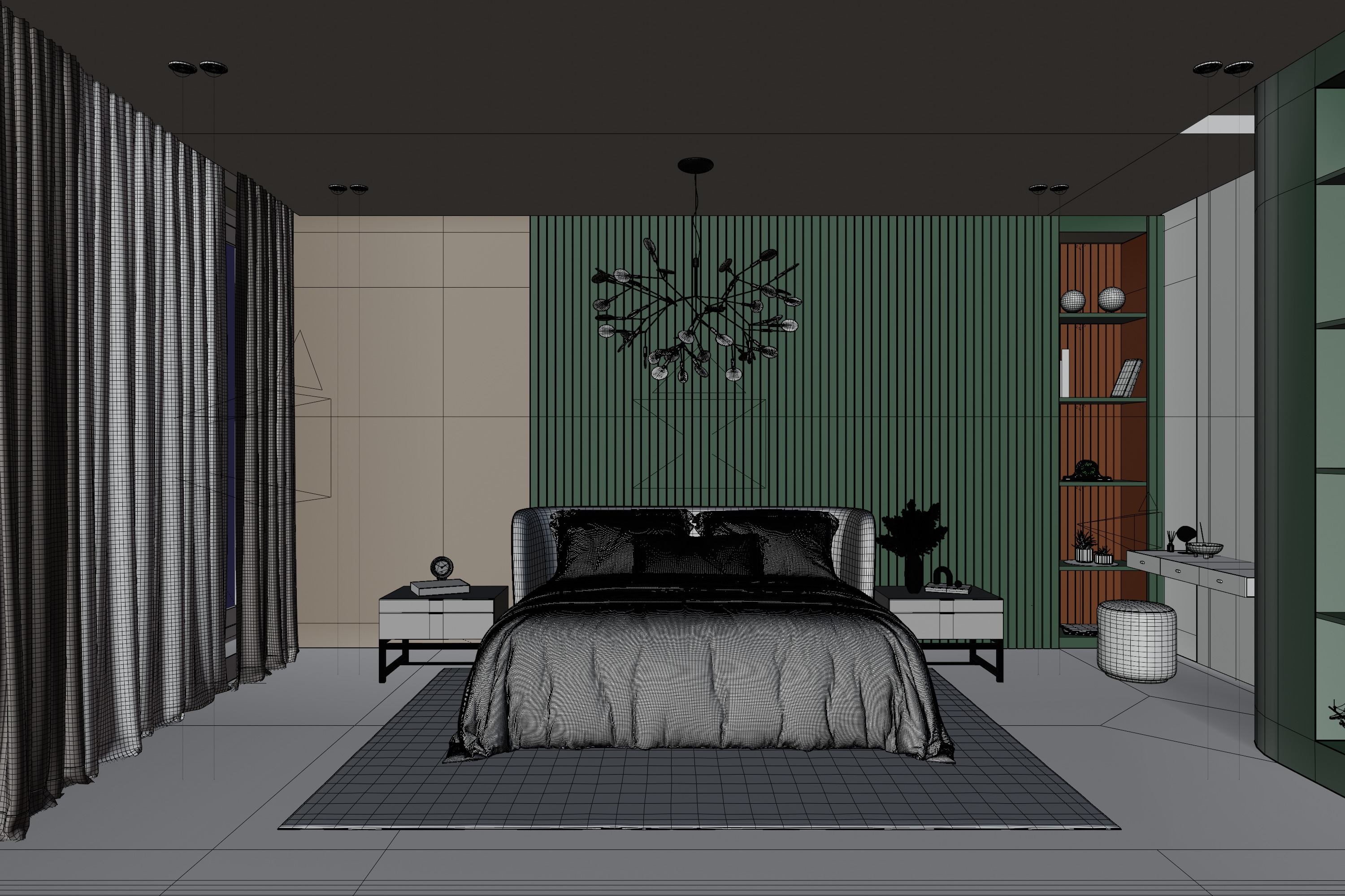 Green Theme Apartment In Native Blend File by Vizfromblender 3D model_7