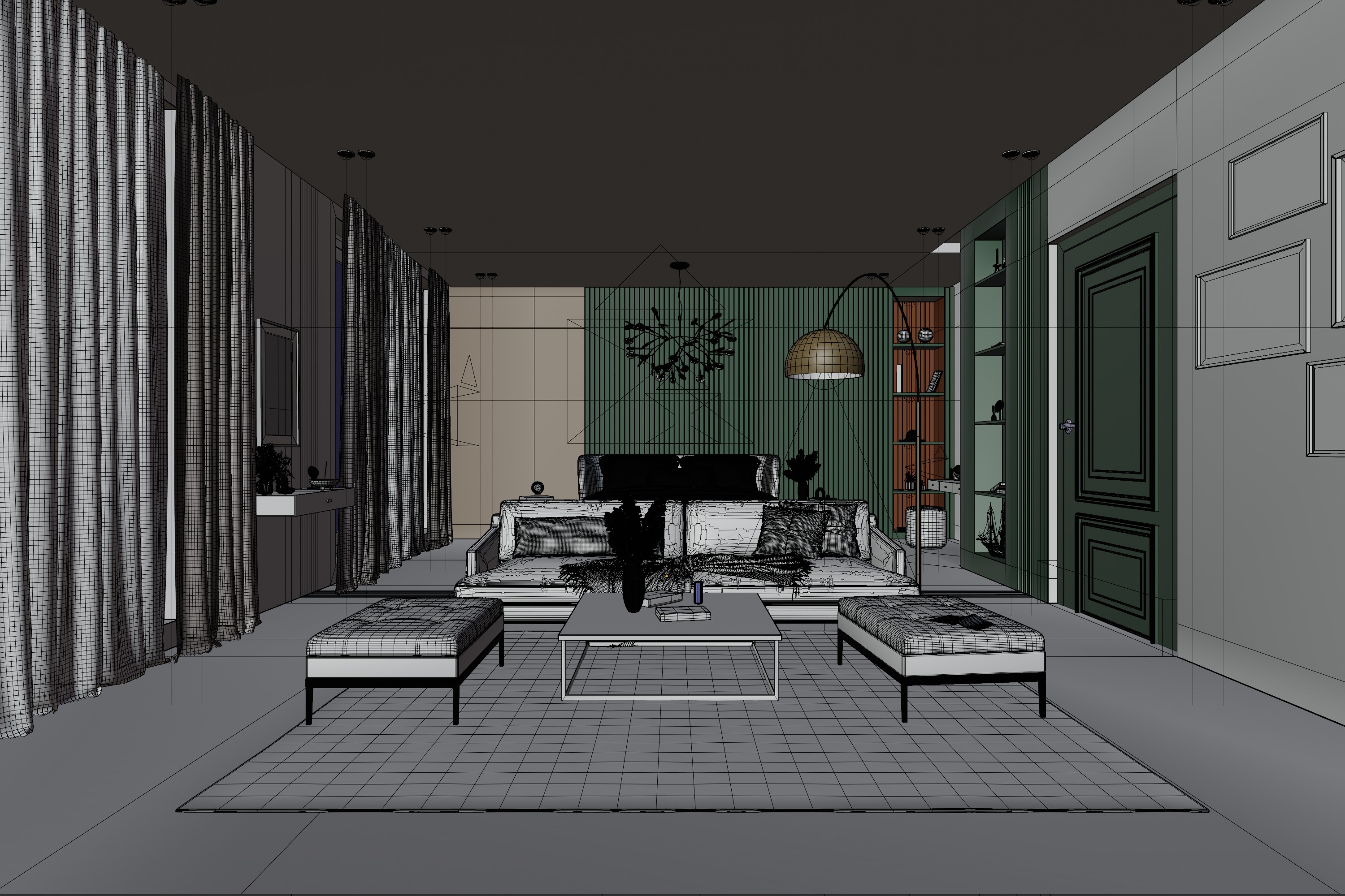 Green Theme Apartment In Native Blend File by Vizfromblender 3D model_5