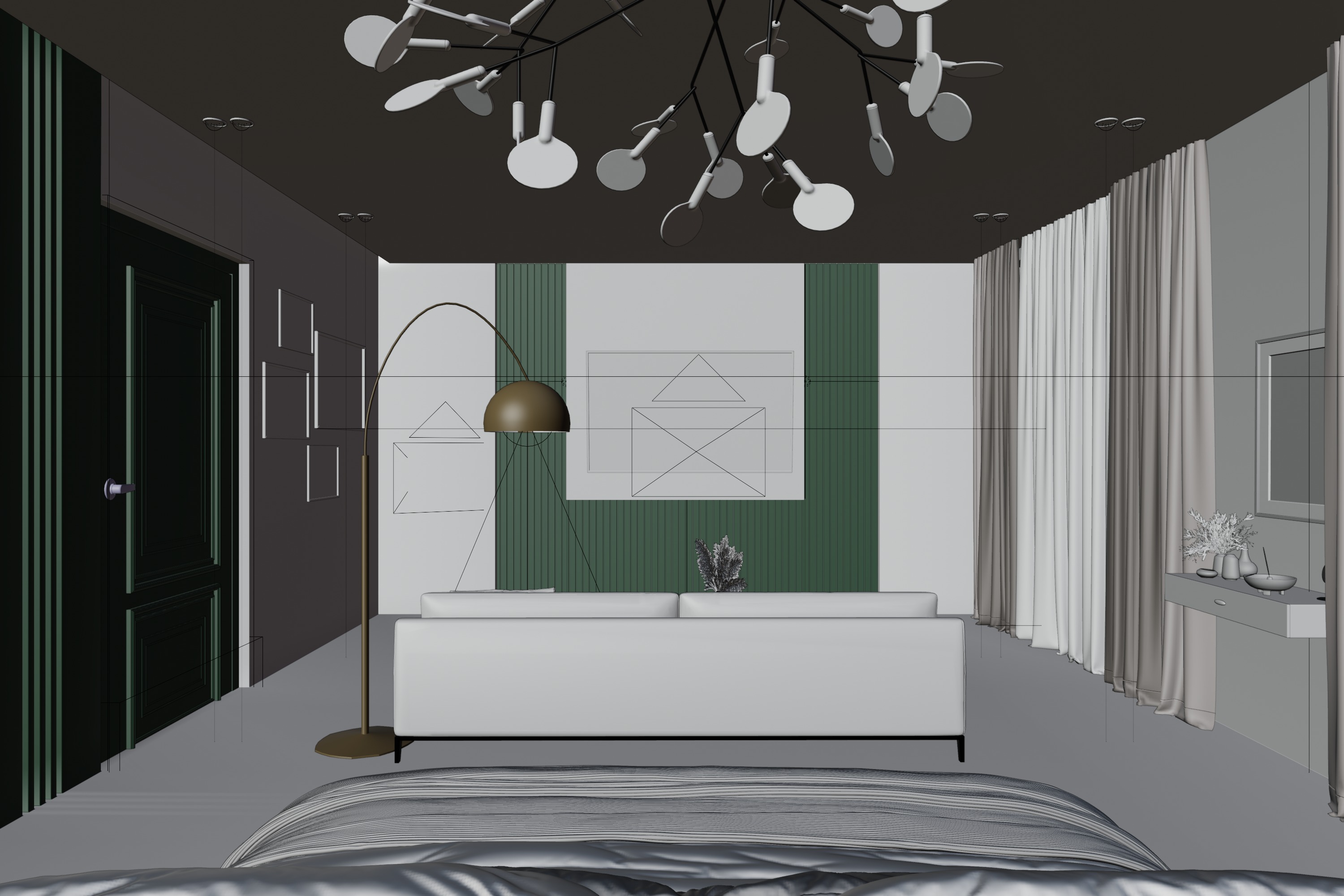 Green Theme Apartment In Native Blend File by Vizfromblender 3D model_10