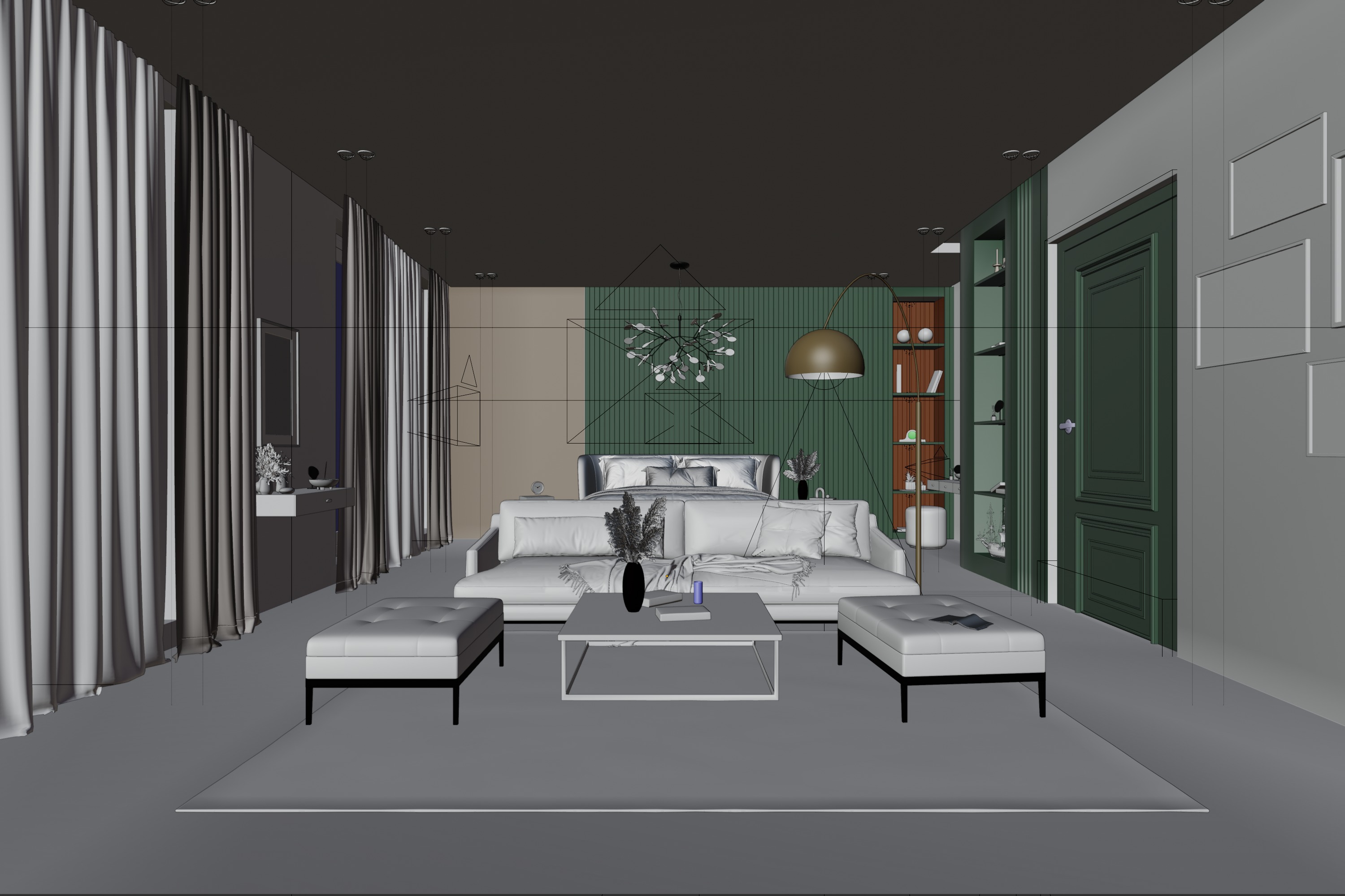 Green Theme Apartment In Native Blend File by Vizfromblender 3D model_6