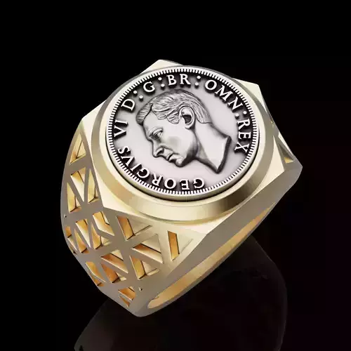 Florin British coin Ring silver gold jewelry printable 3d model