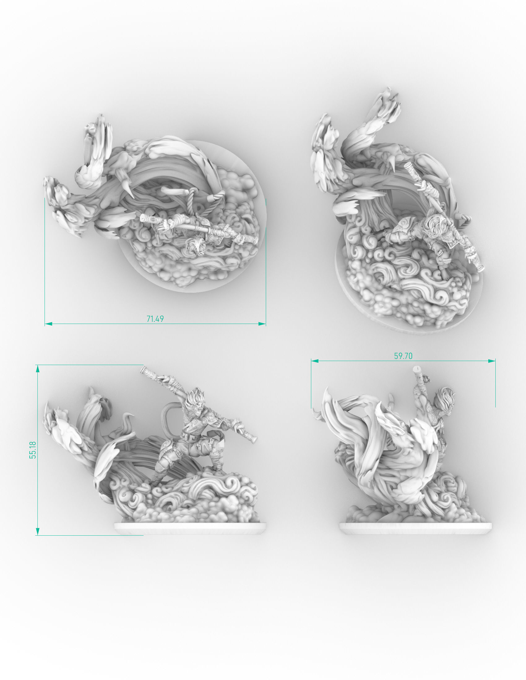 black myth wukong ornaments Monkey King Statue 3D Model Awe 3D print model_1