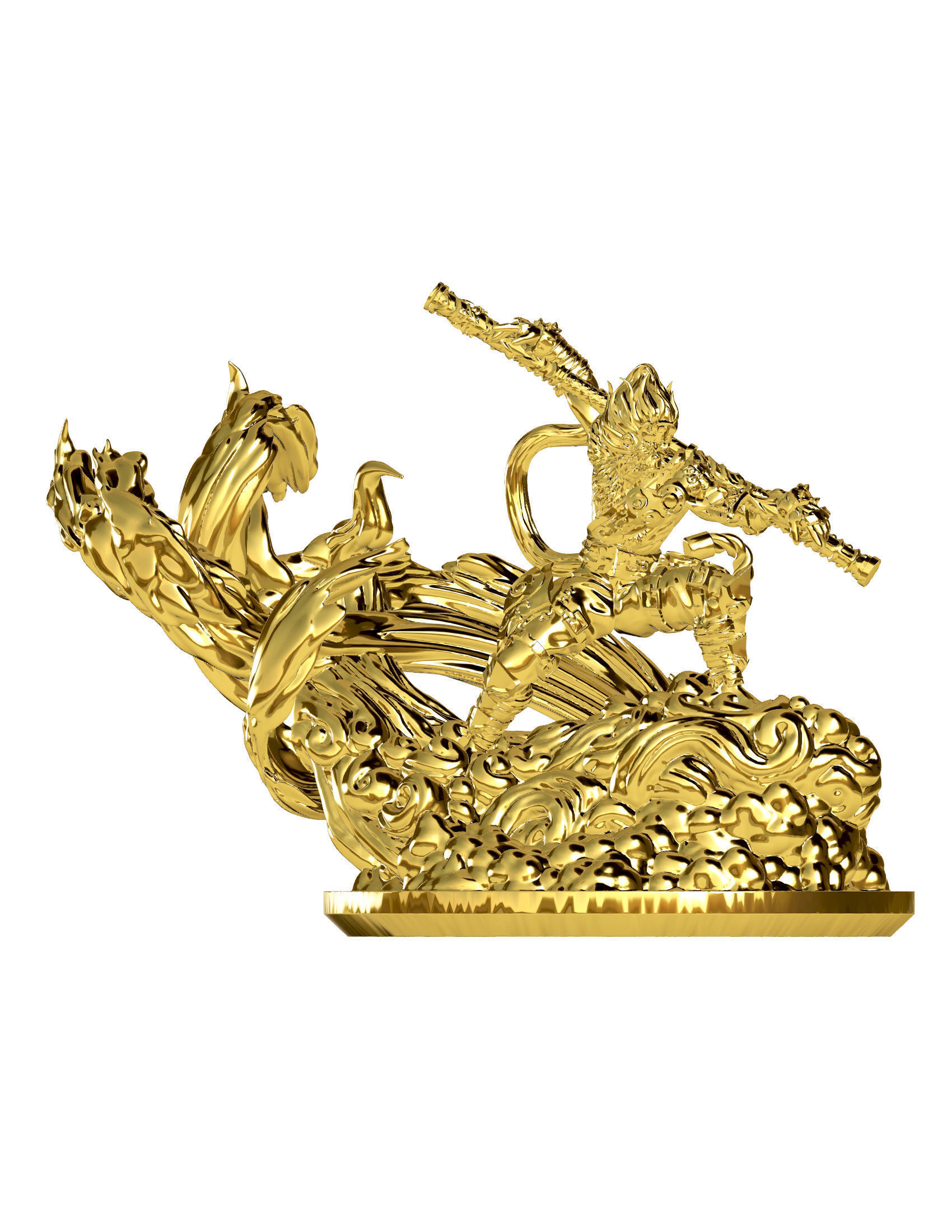 black myth wukong ornaments Monkey King Statue 3D Model Awe 3D print model_5