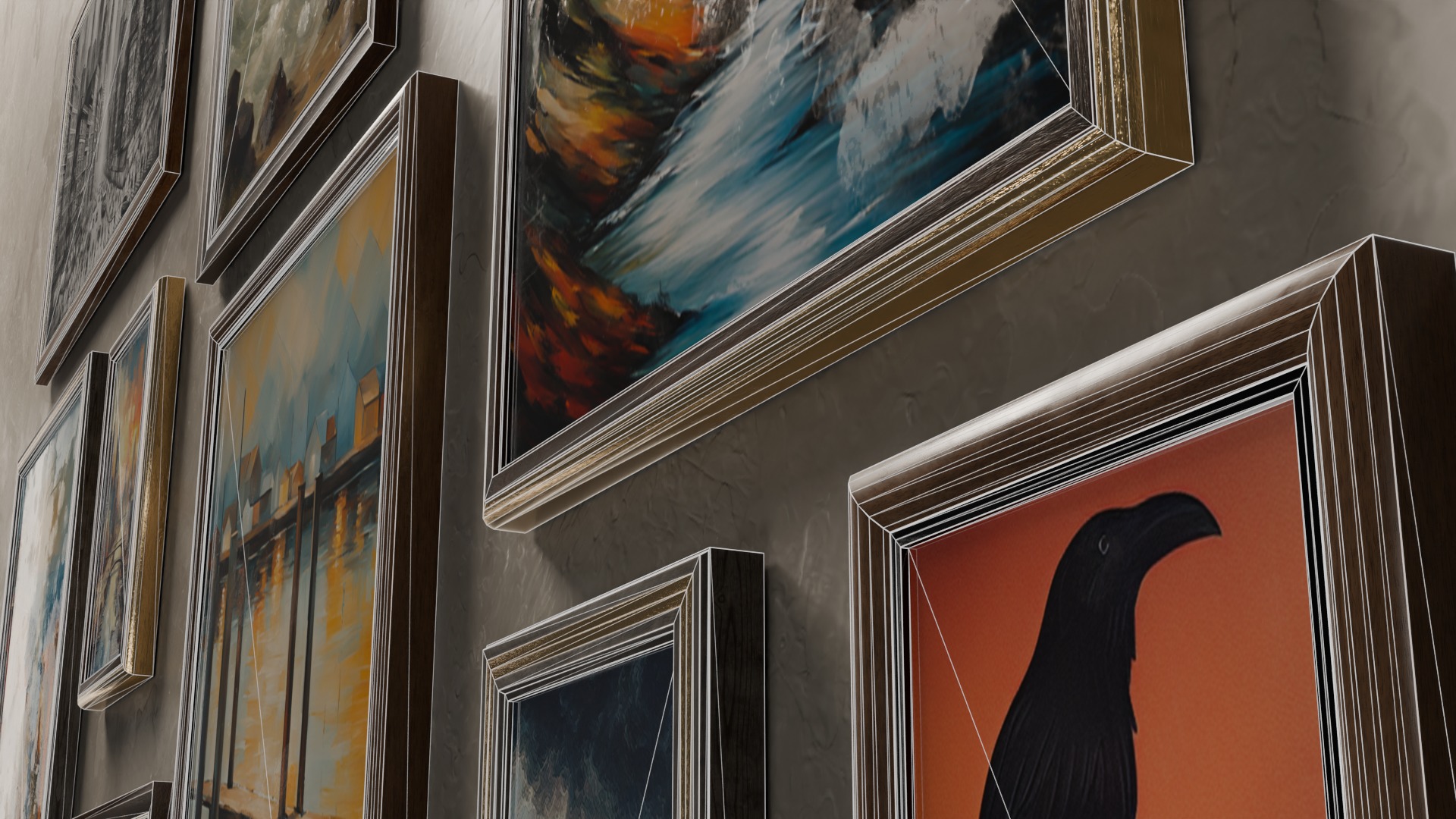 Modern Wall Pictures Low-poly 3D model_4