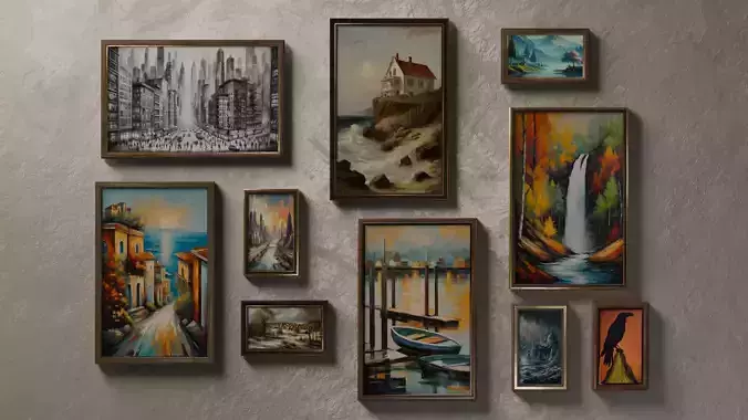 Modern Wall Pictures Low-poly 3D model