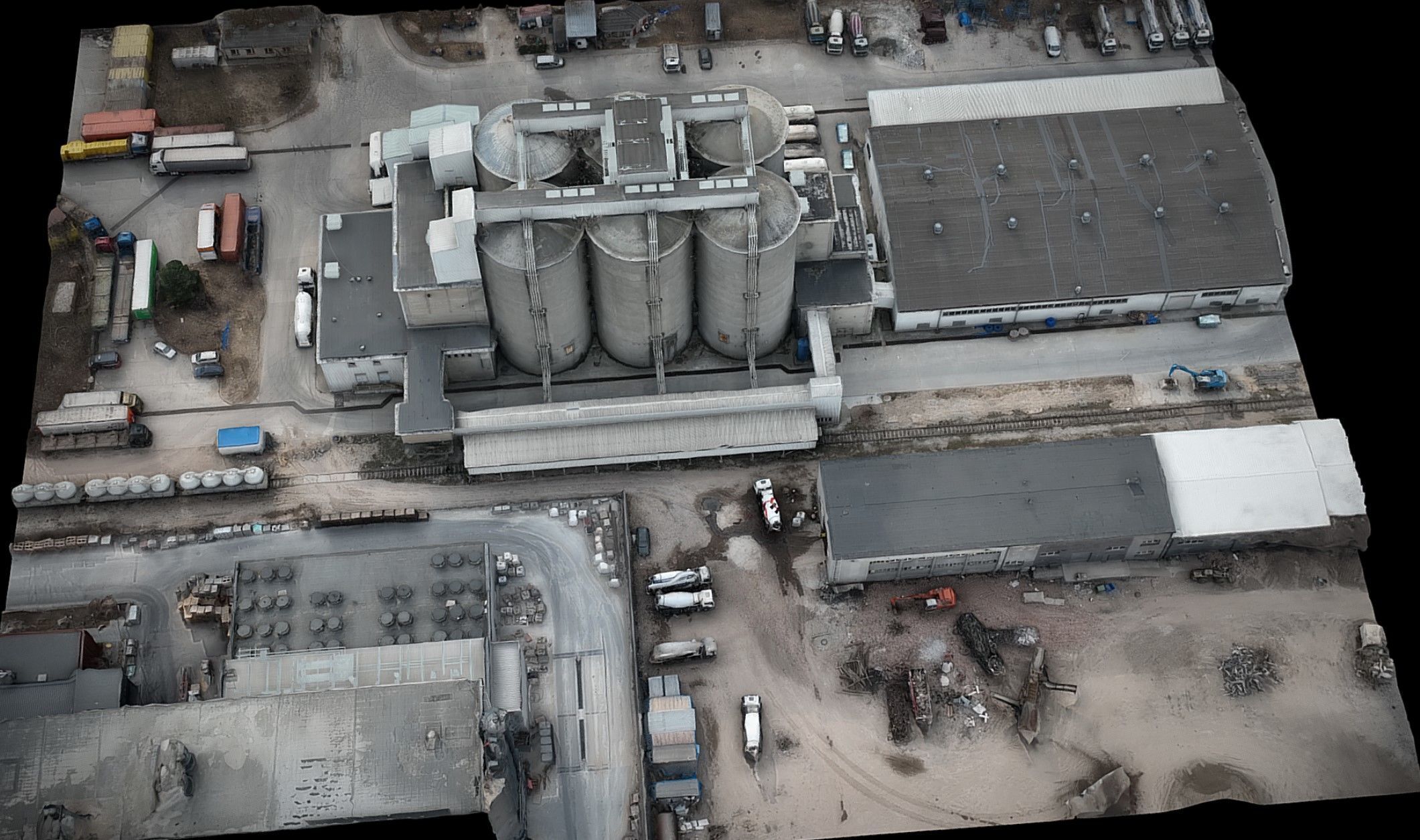 factory industrial building tubes terrain drone scan Low-poly 3D model_1