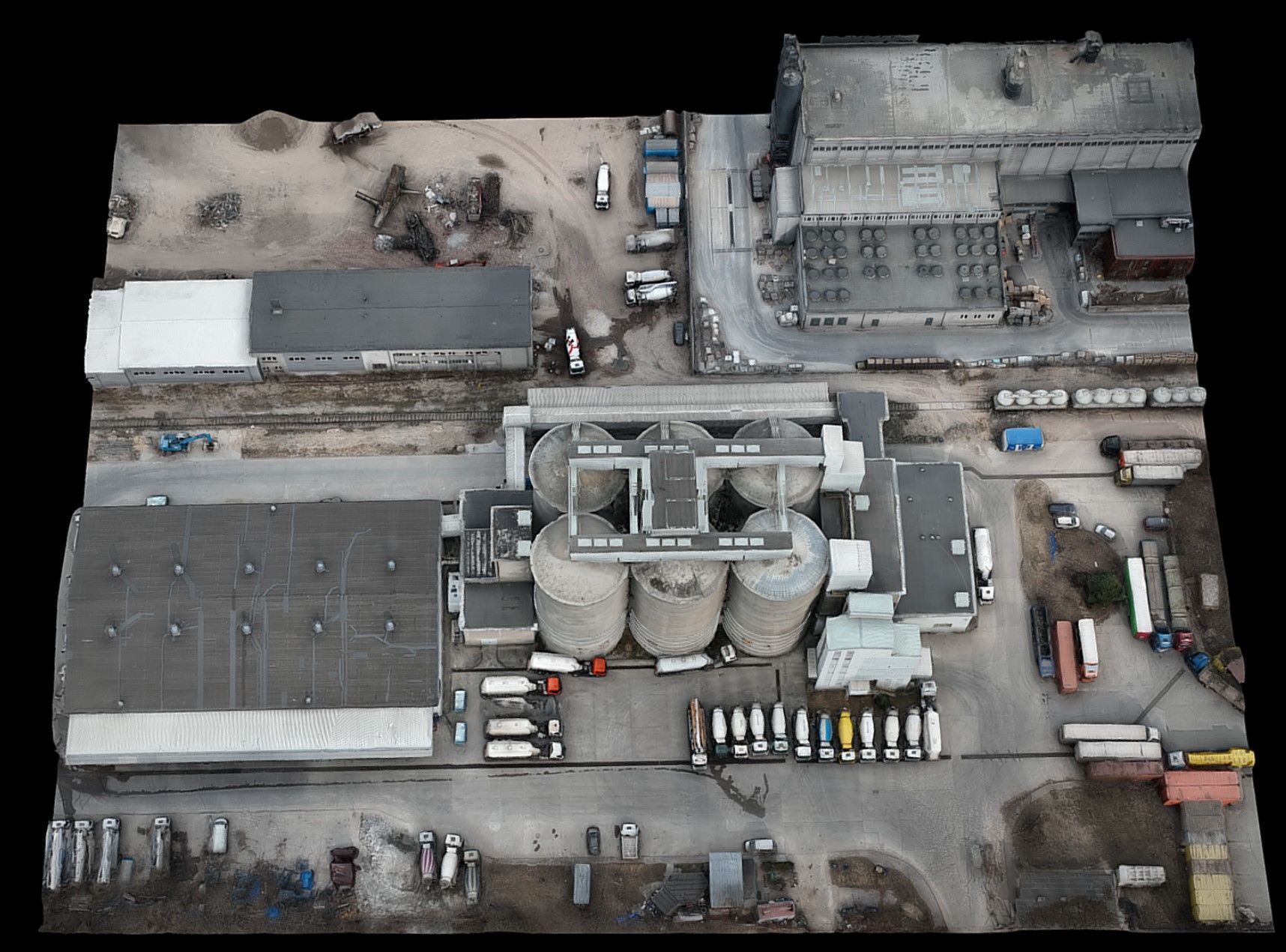 factory industrial building tubes terrain drone scan Low-poly 3D model_2