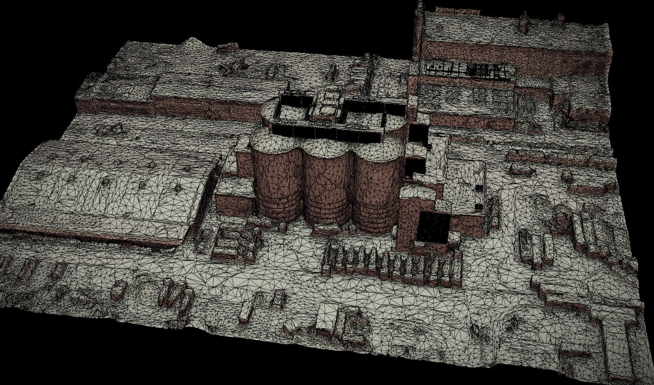 factory industrial building tubes terrain drone scan Low-poly 3D model_4