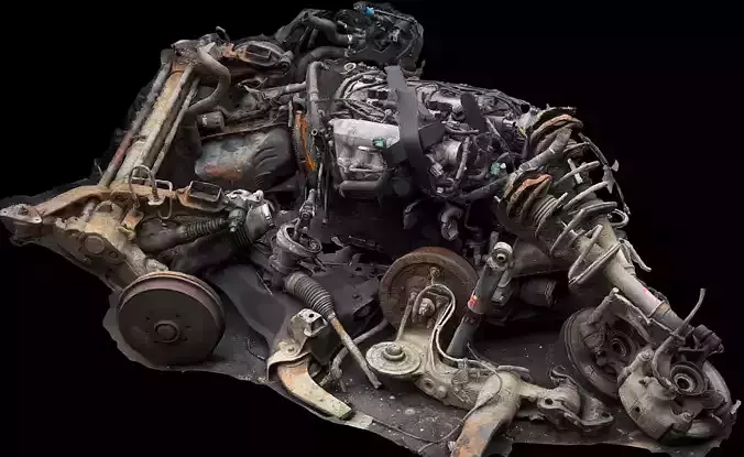 engines car parts destroyed part2 ground photogrammetry