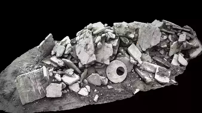 concrete ruins debris building terrain photogrammetry