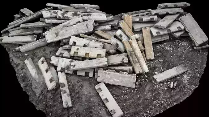 concrete ruins debris slabs terrain photogrammetry