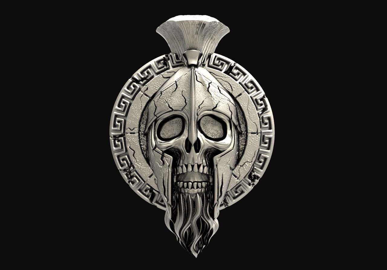 Spartan skull pendant  3D print model_7