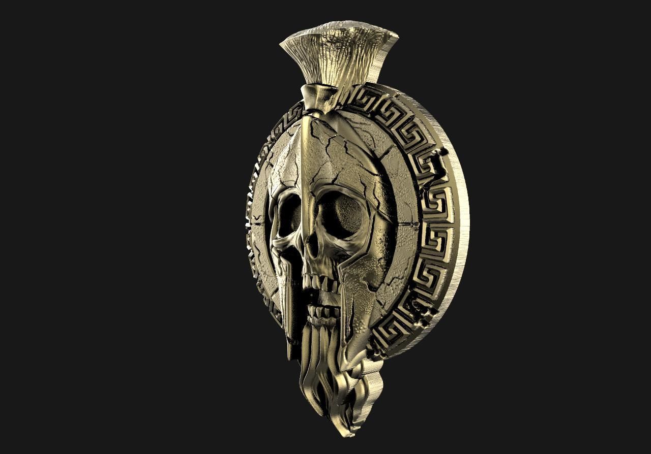 Spartan skull pendant  3D print model_5