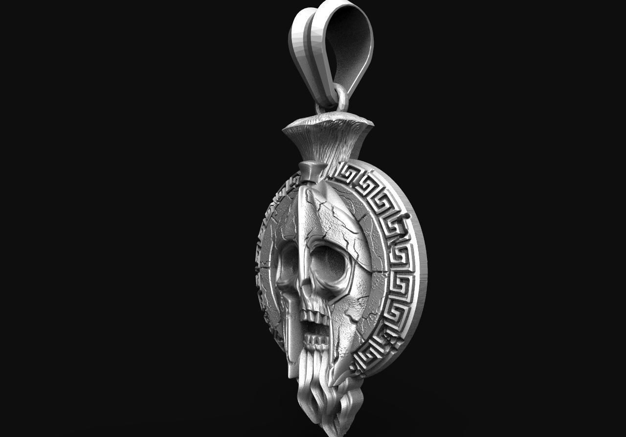 Spartan skull pendant  3D print model_1